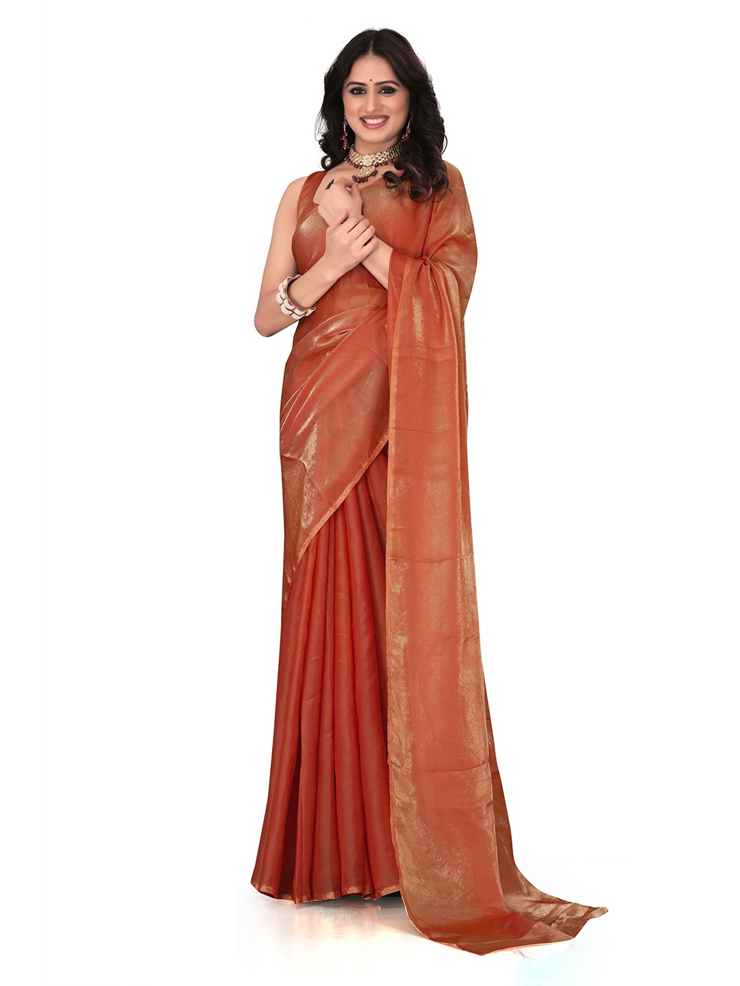

Avirat Designer Studio Woven Design Zari Satin Saree, Orange