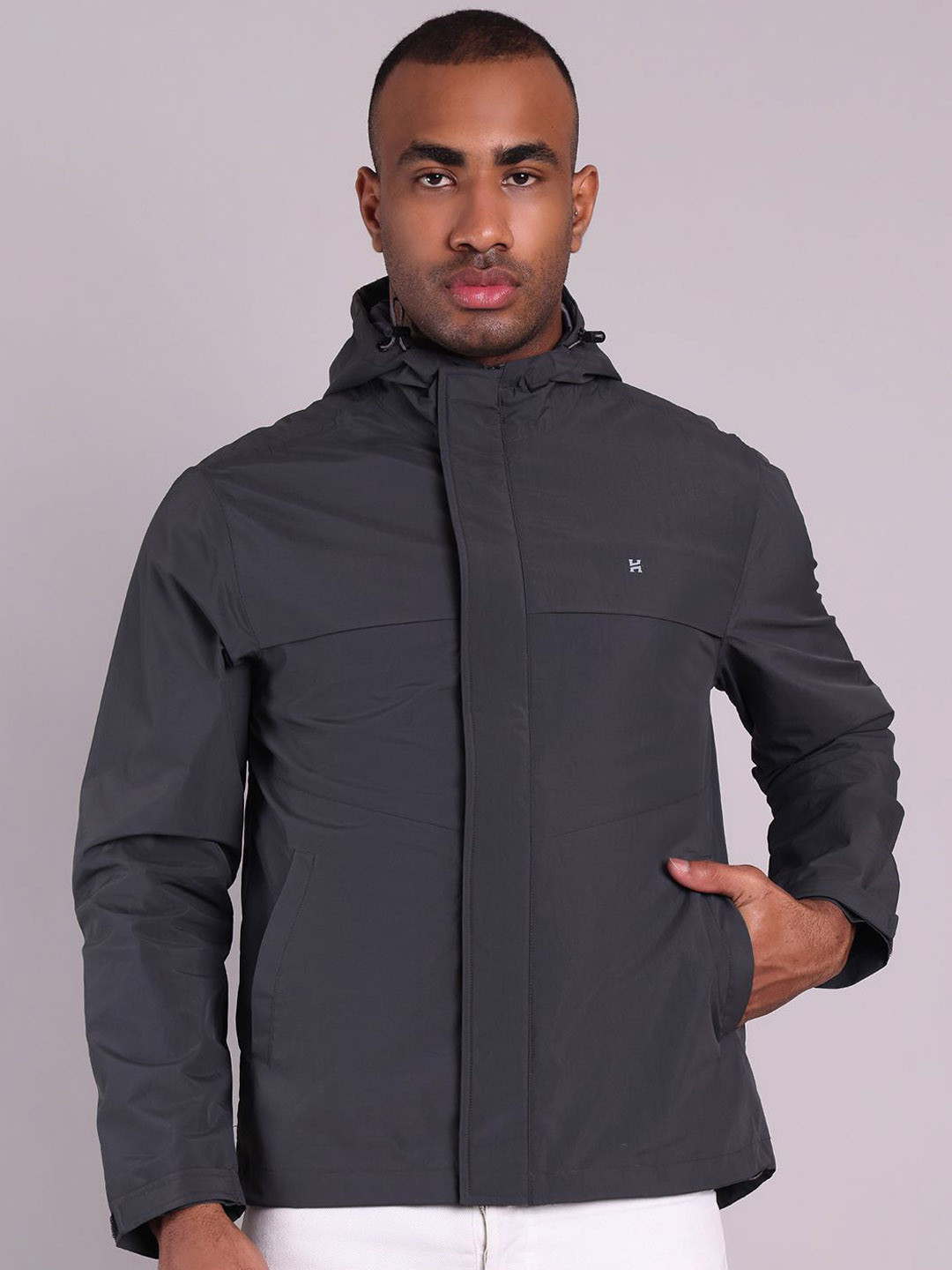 

HOUSE OF VEDAS Waterproof Hooded Rain Jacket, Grey