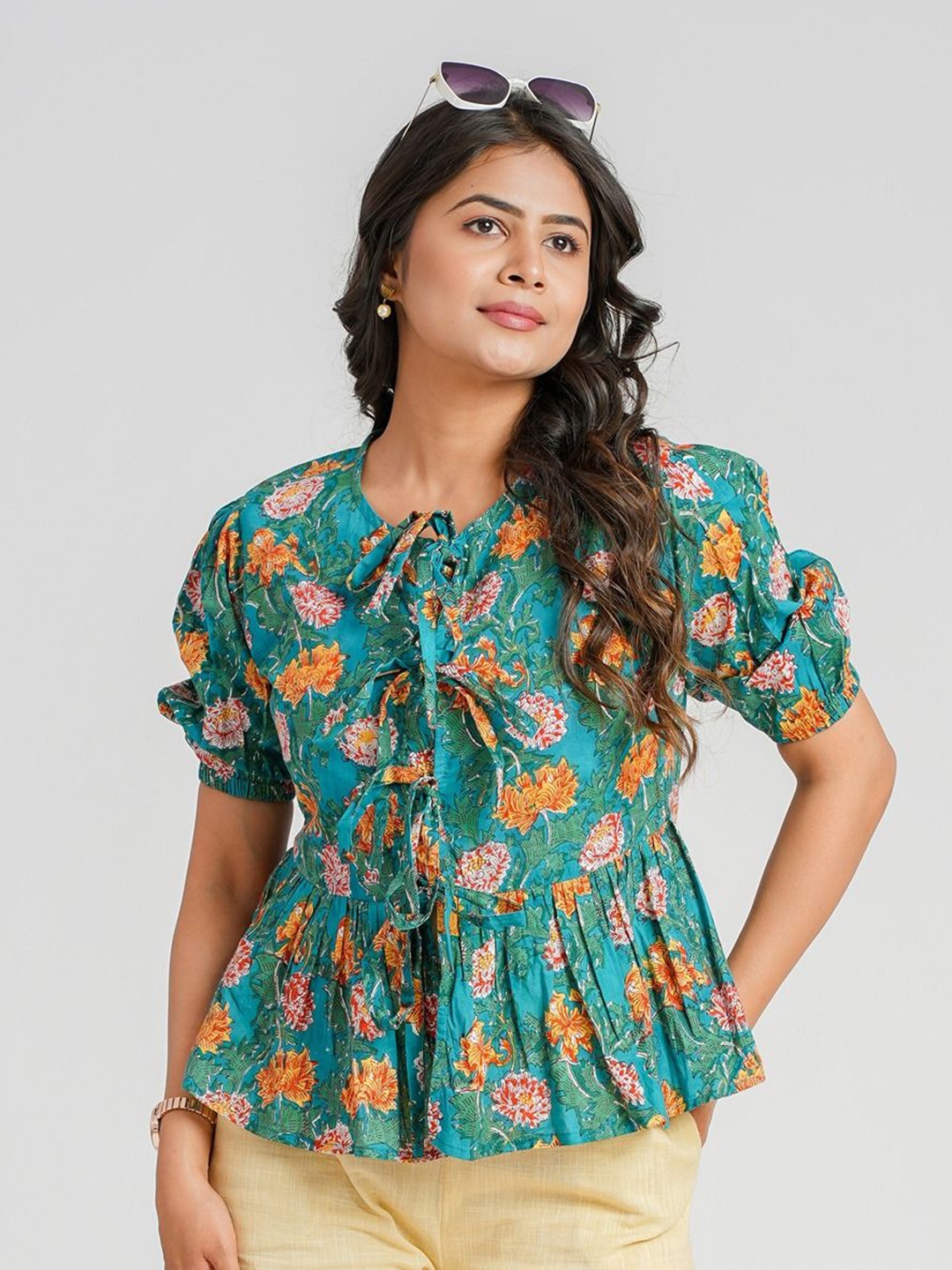 

Cotton Curio Pure Cotton Block Printed Tunic, Green