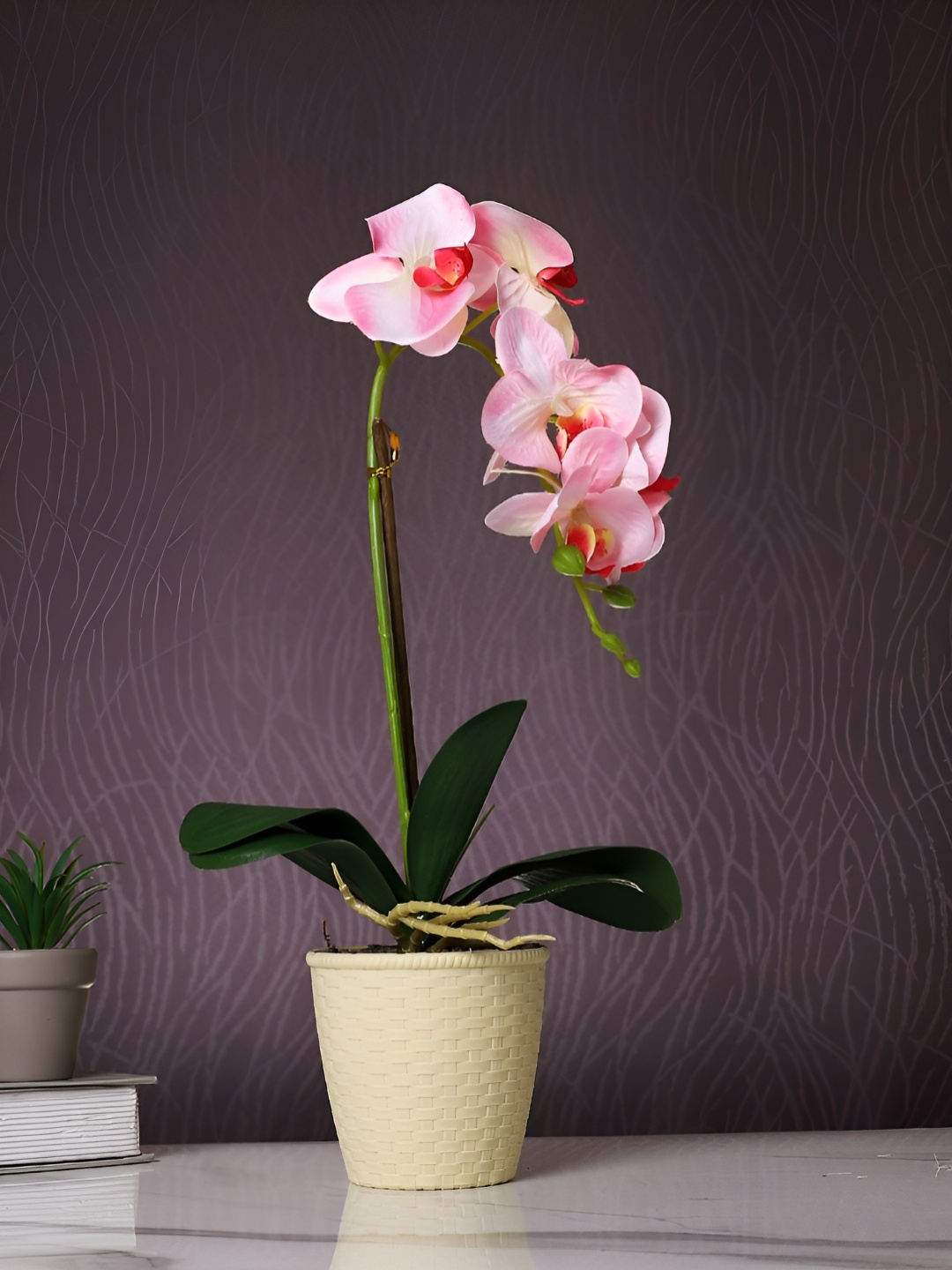 

TAYHAA Beige 1 Pieces Orchid Artificial Plant With Pot