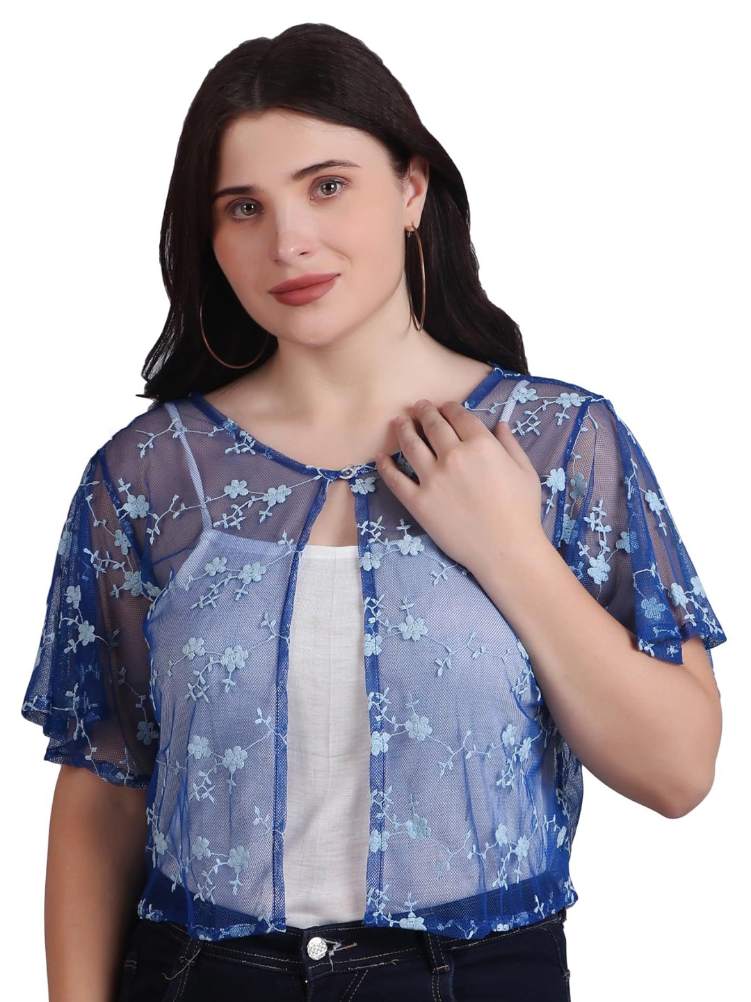 

SZN Women Printed Shrug, Blue