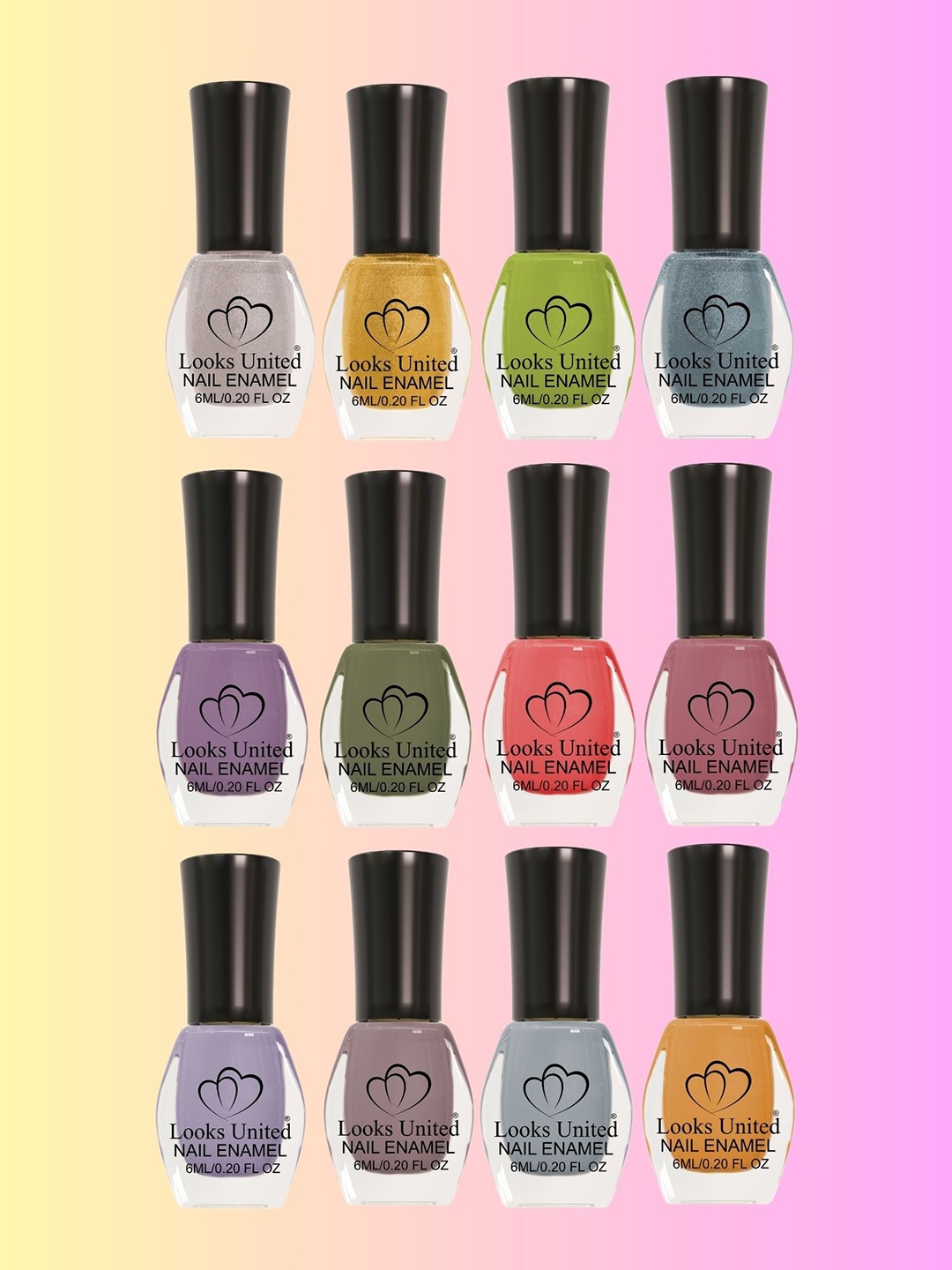 

Looks United Set Of 12 Long Lasting Nail Polish - 6ml Each, Pink