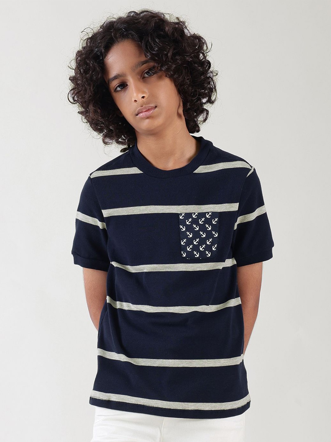 

One Friday Boys Striped Pockets T-shirt, Multi
