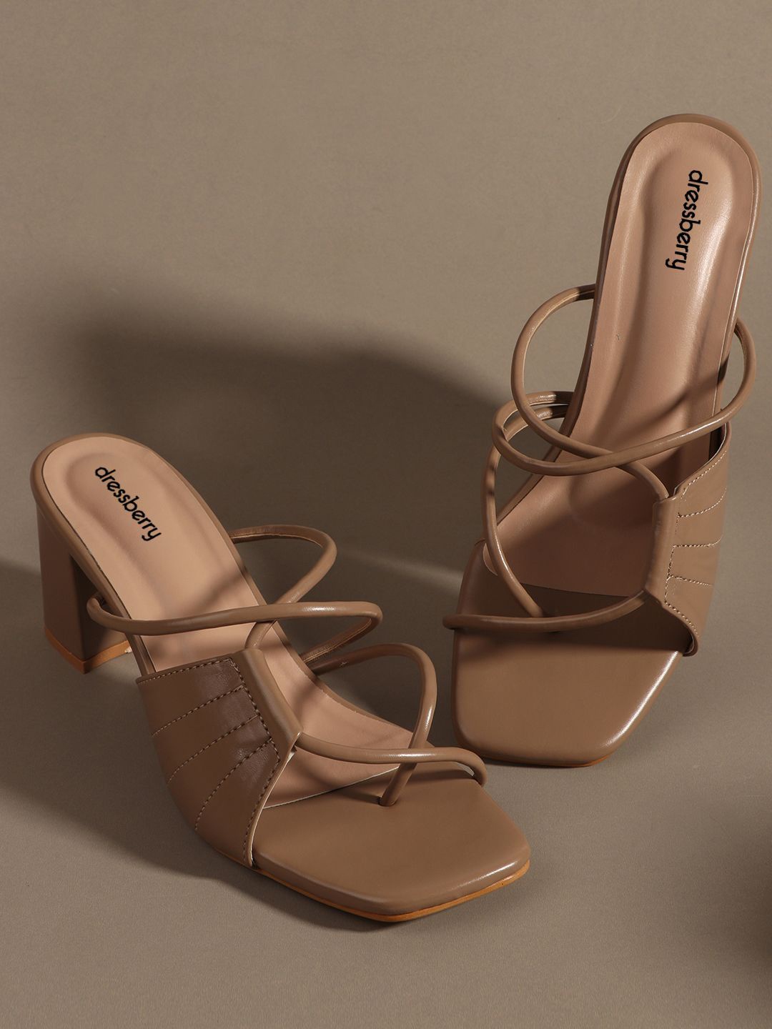 

DressBerry Party Block Sandals with Bows, Beige