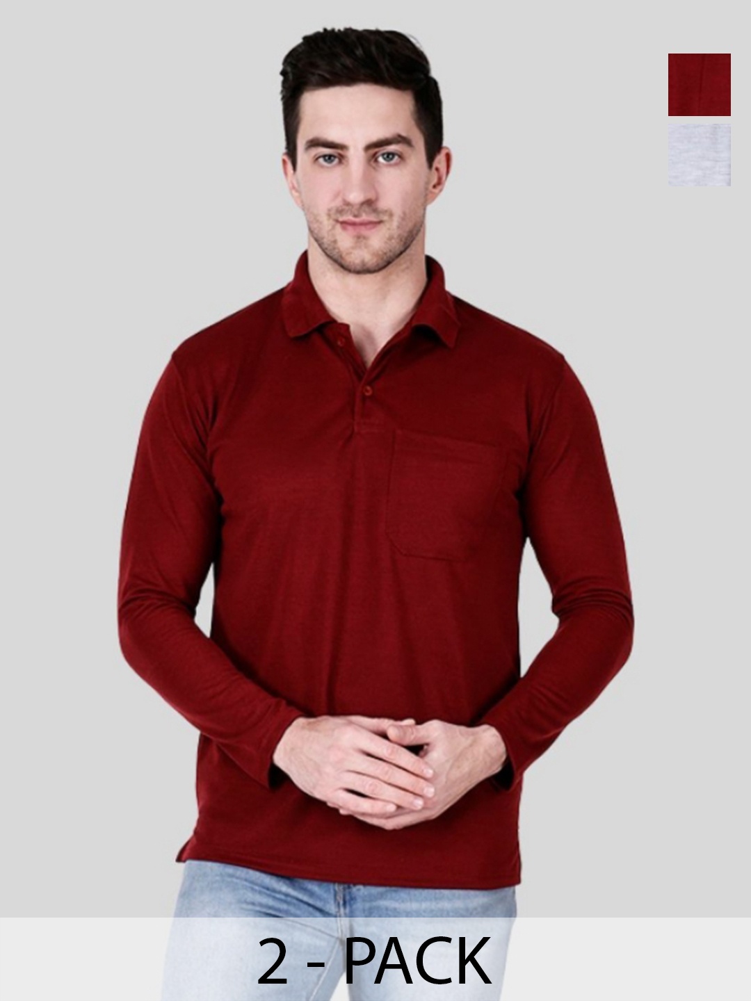 

SAIKSA FASHION Men 2 Polo Collar Applique T-shirt, Multi