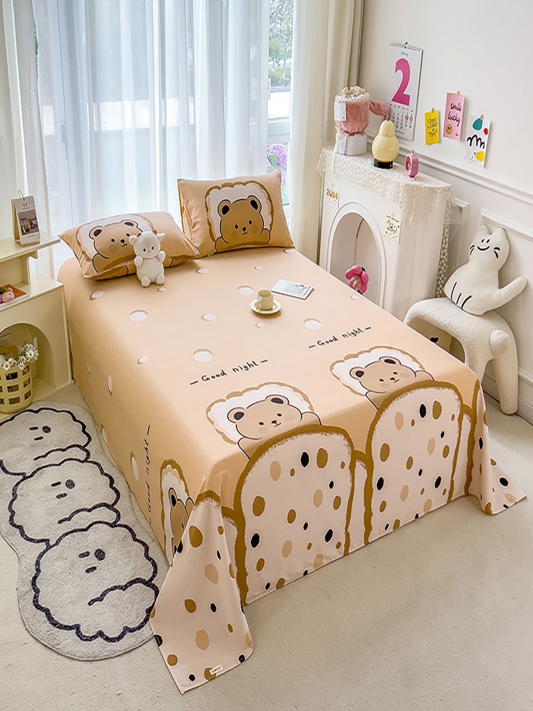 

JC HOME Brown & White Ethnic Motifs 140 TC King Bedsheet with 2 Pillow Covers