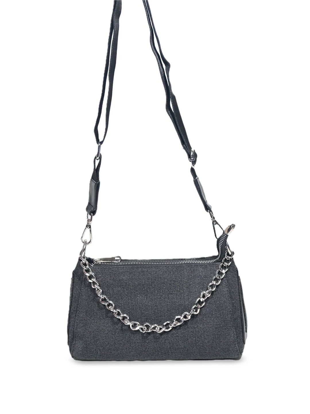 

Donicy Textured Bucket Sling Bag with Quilted, Black