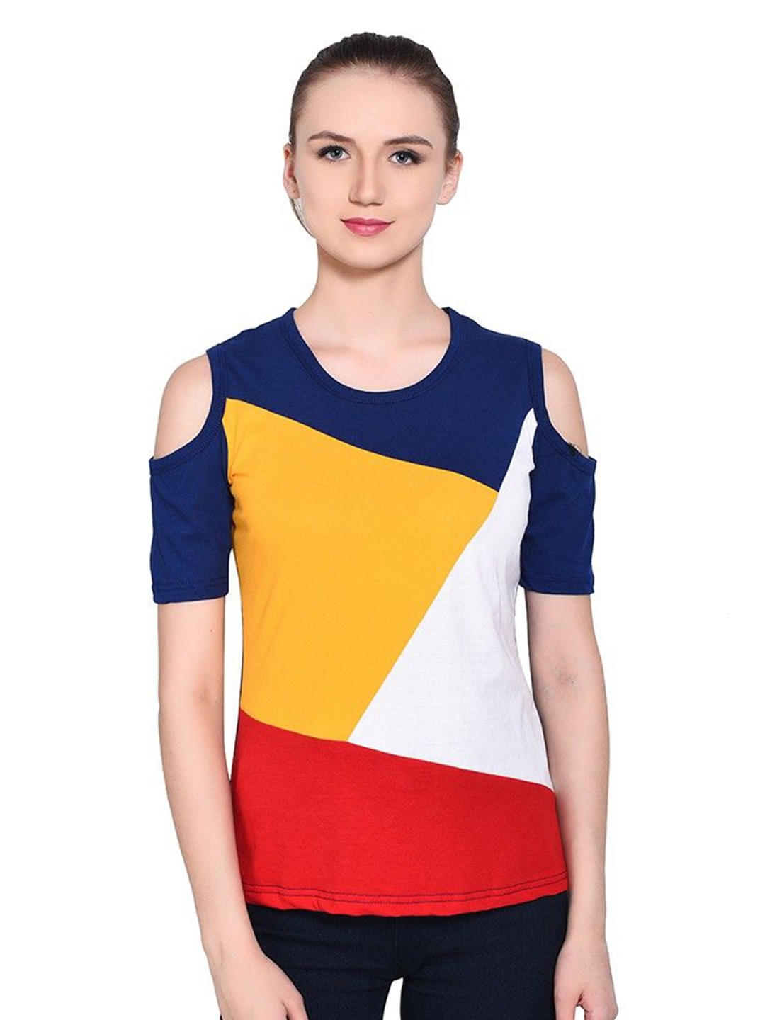 

BEYOU FASHION Women Colourblocked Pockets Slim Fit T-shirt, Multi