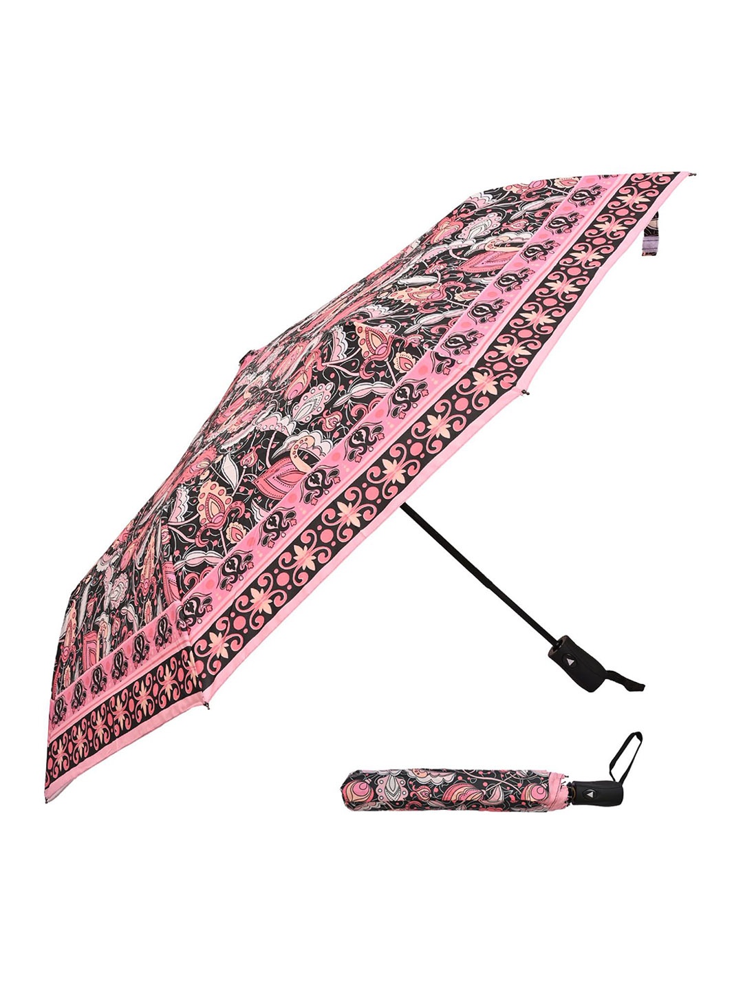 

LOOM LEGACY Semi-Automatic 3 Fold Floral Umbrellas, Black