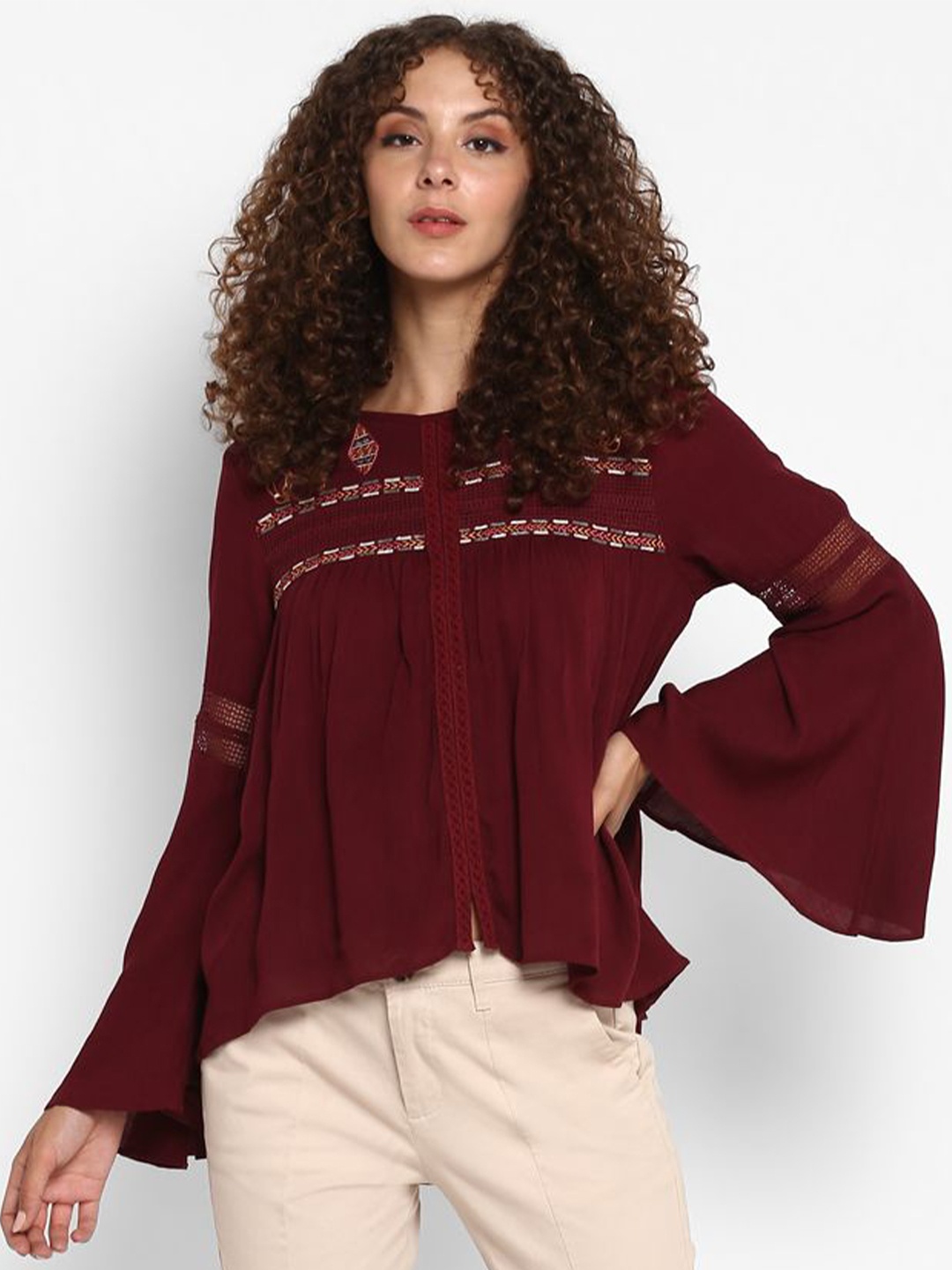 

Taurus Embroidered Top, Maroon