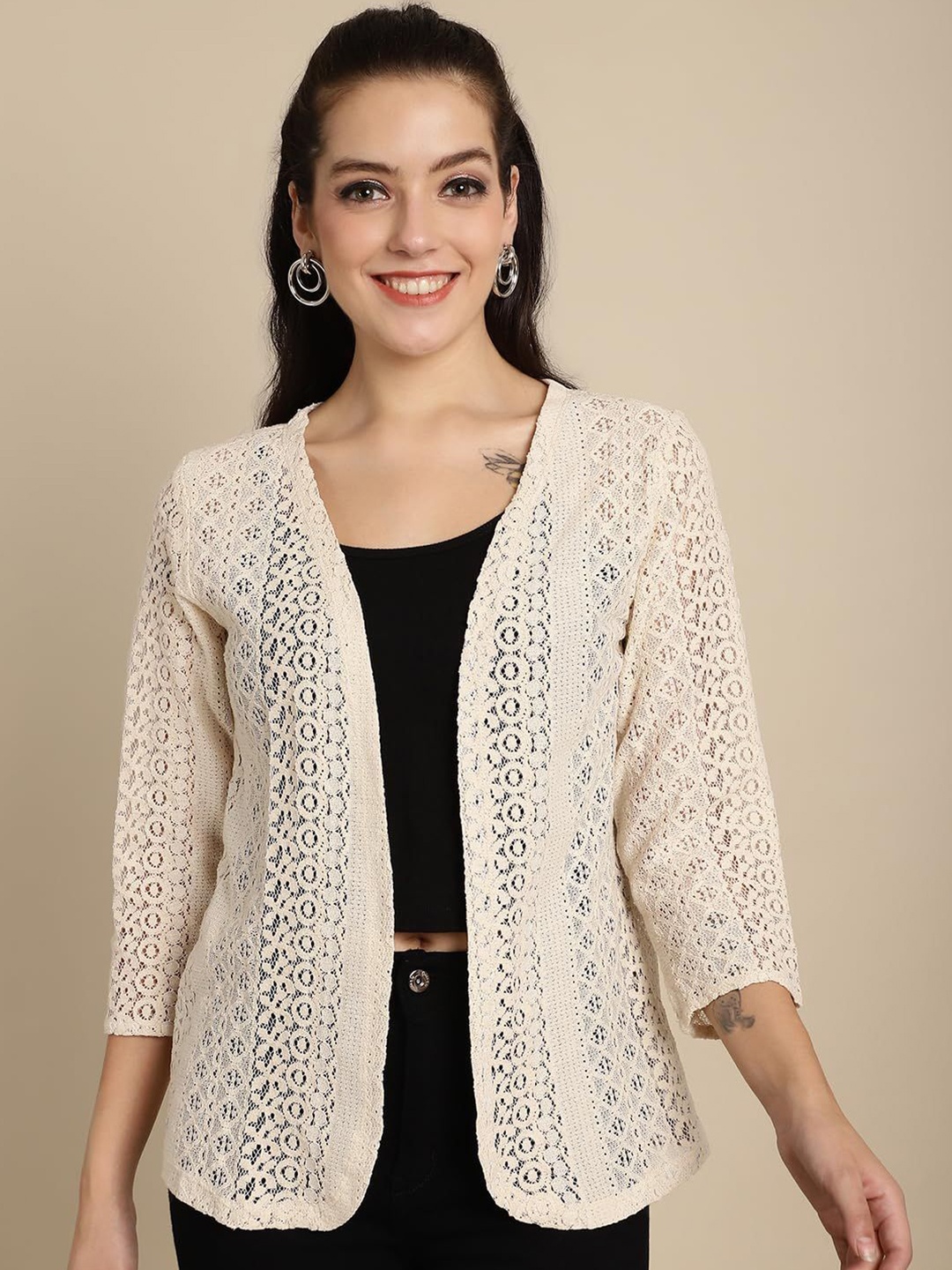 

SZN Women Sheer Shrug, Beige