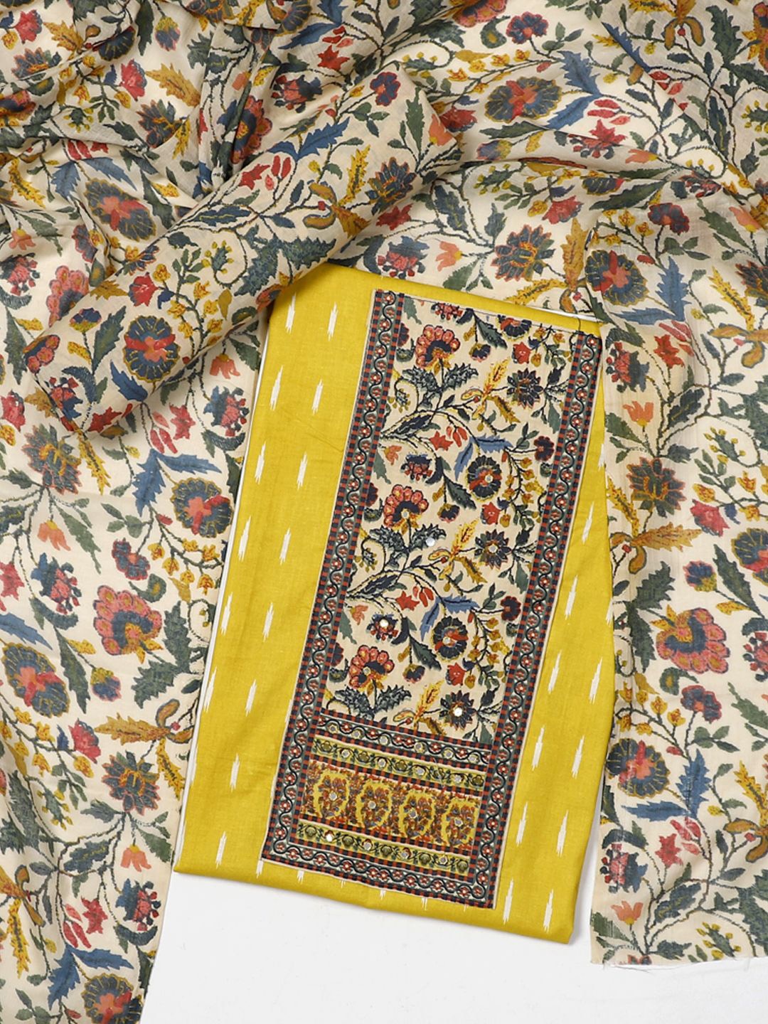 

SALWAR STUDIO Printed Pure Cotton Unstitched Dress Material, Yellow