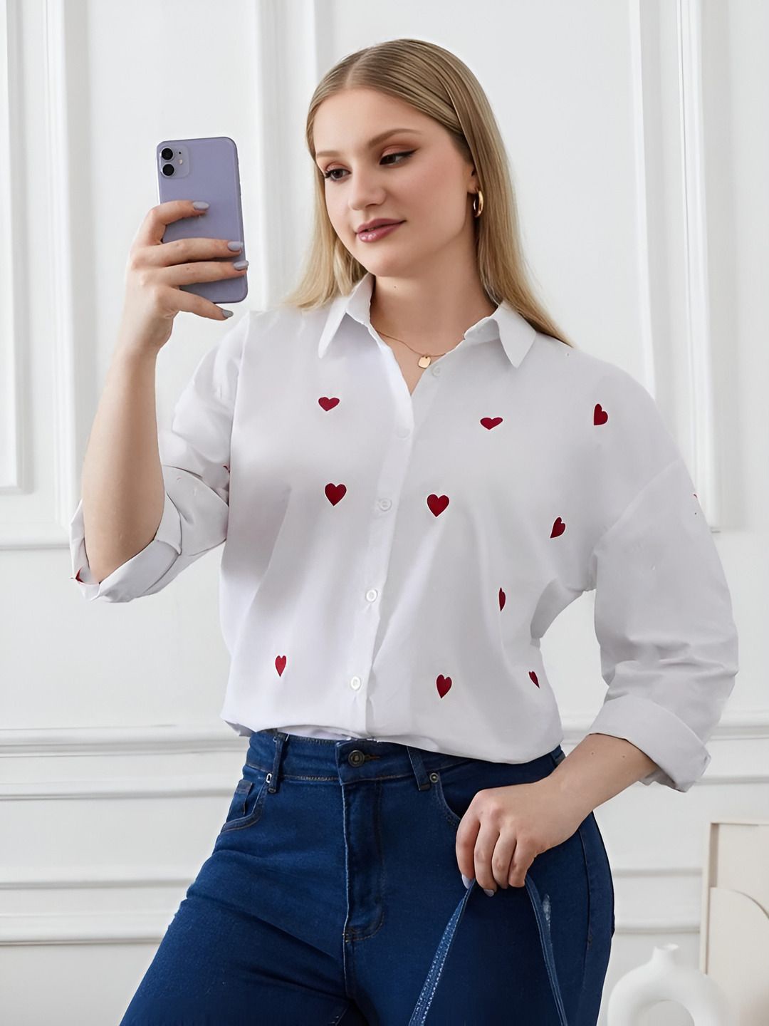 

Shiv traders collection Women Opaque Printed Casual Shirt, White