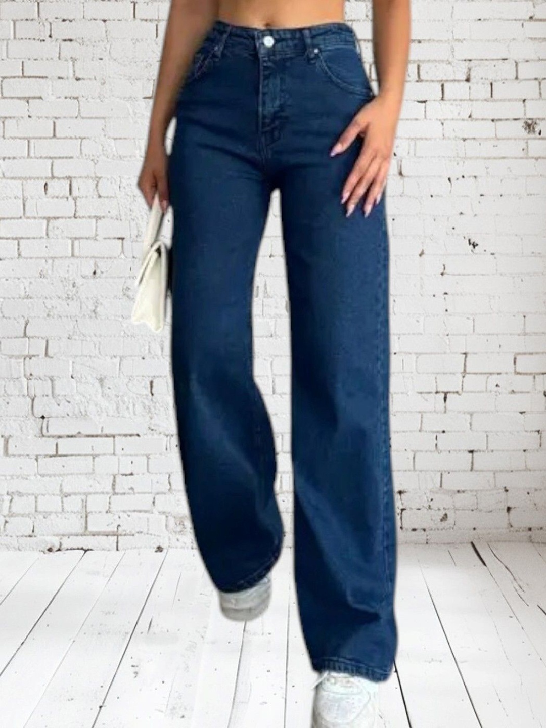 

VBEAUTI Women Jean Boyfriend Fit High-Rise Stretchable Jeans, Blue