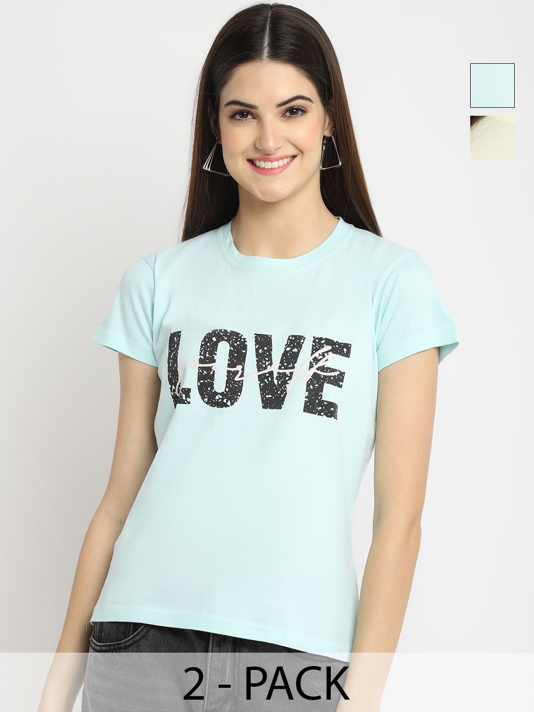 

Dreambe Women Typography Printed T-shirt, Multi