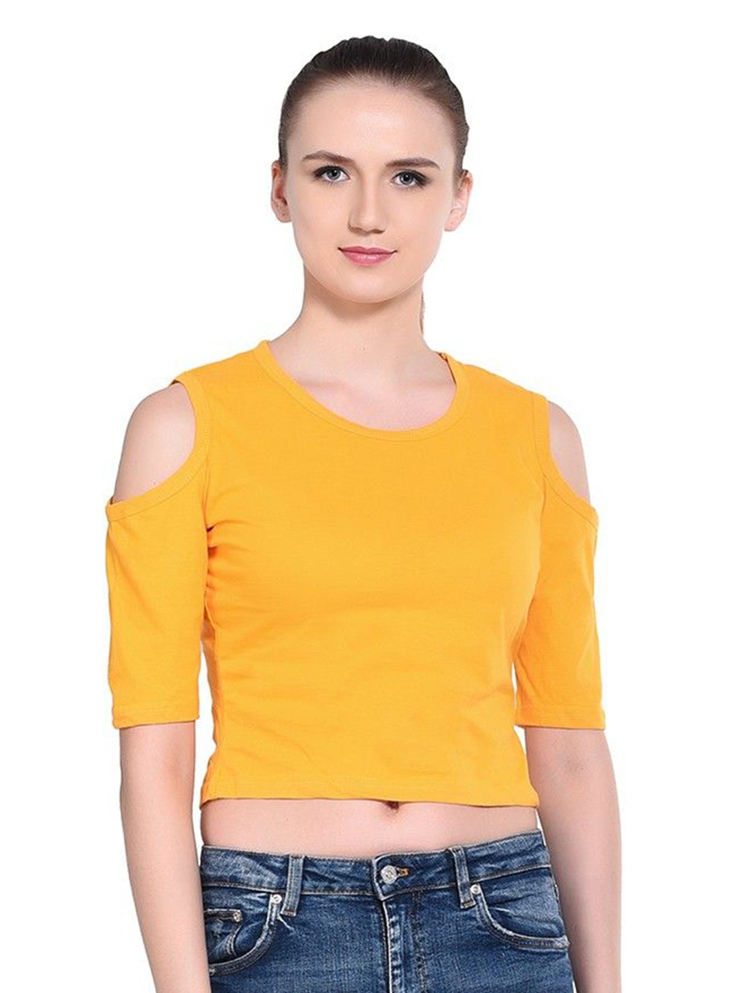 

BEYOU FASHION Women Striped Pockets Slim Fit T-shirt, Yellow