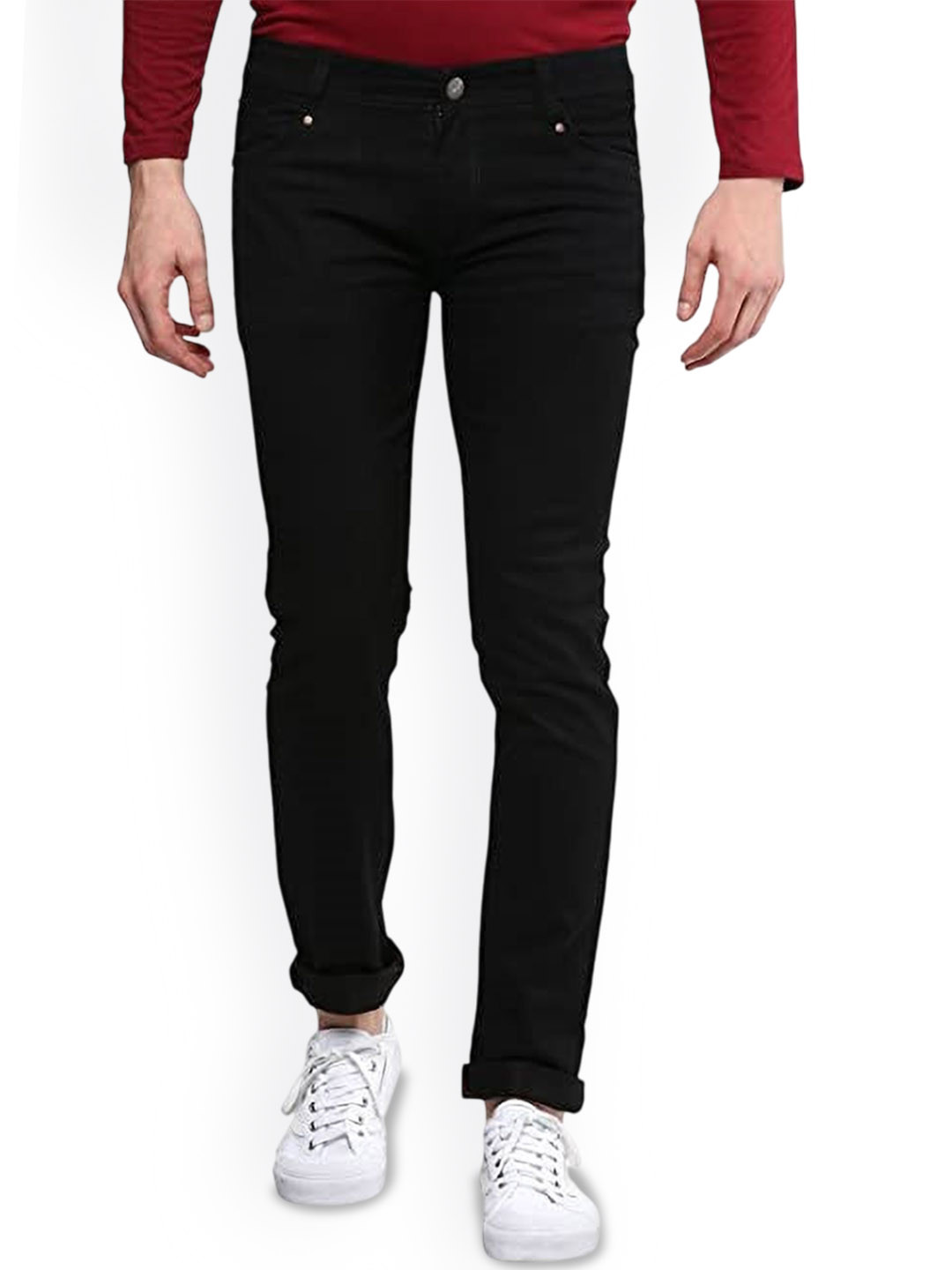 

COMFITS Men Classic Mildly Distressed Stretchable Jeans, Black