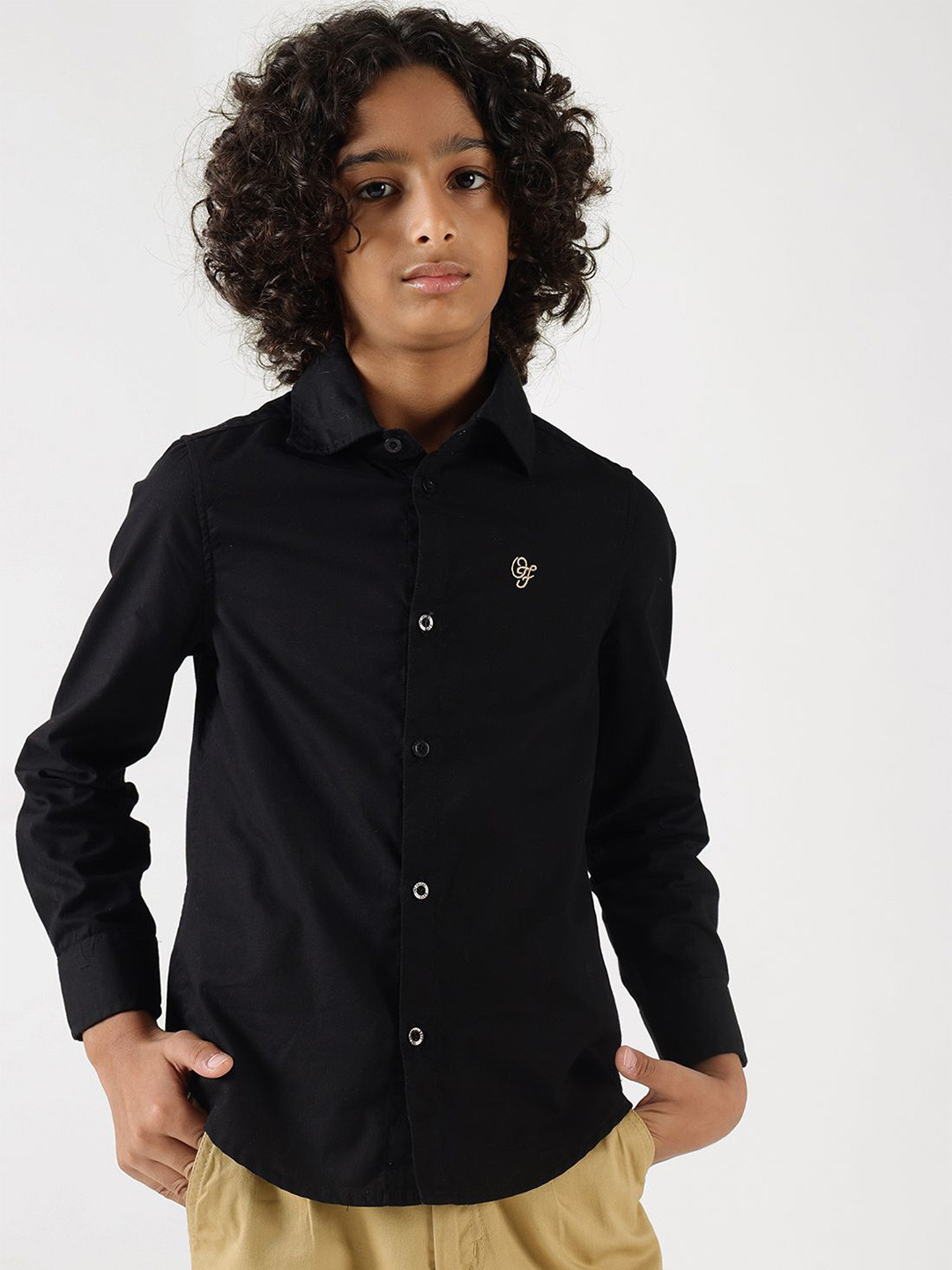 

One Friday Boys Comfort Opaque Casual Shirt, Black