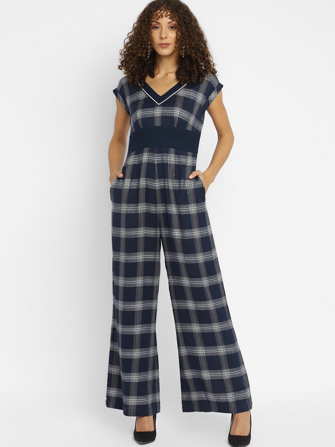 

Taurus Checked Basic Jumpsuit, Blue
