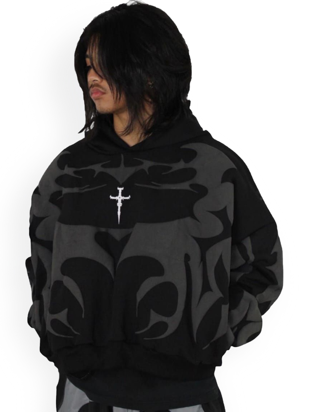 

STYLEVERSE Men Lightweight Open Front Jacket with Embroidered, Black