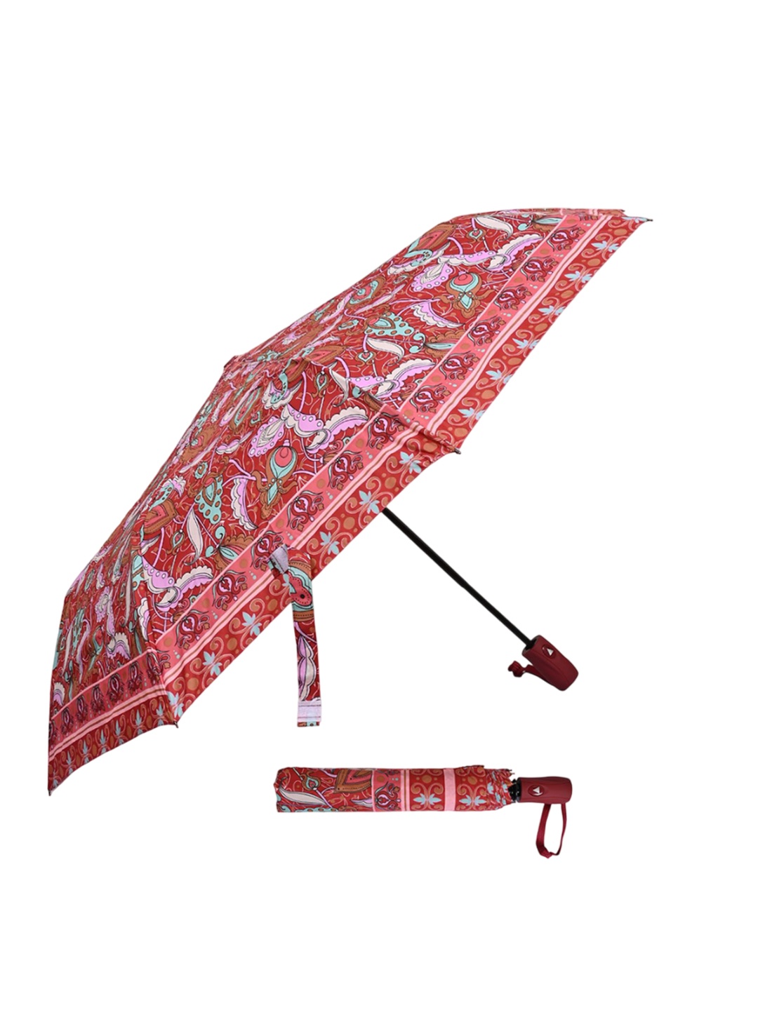 

LOOM LEGACY Semi-Automatic 3 Fold Floral Umbrellas, Red