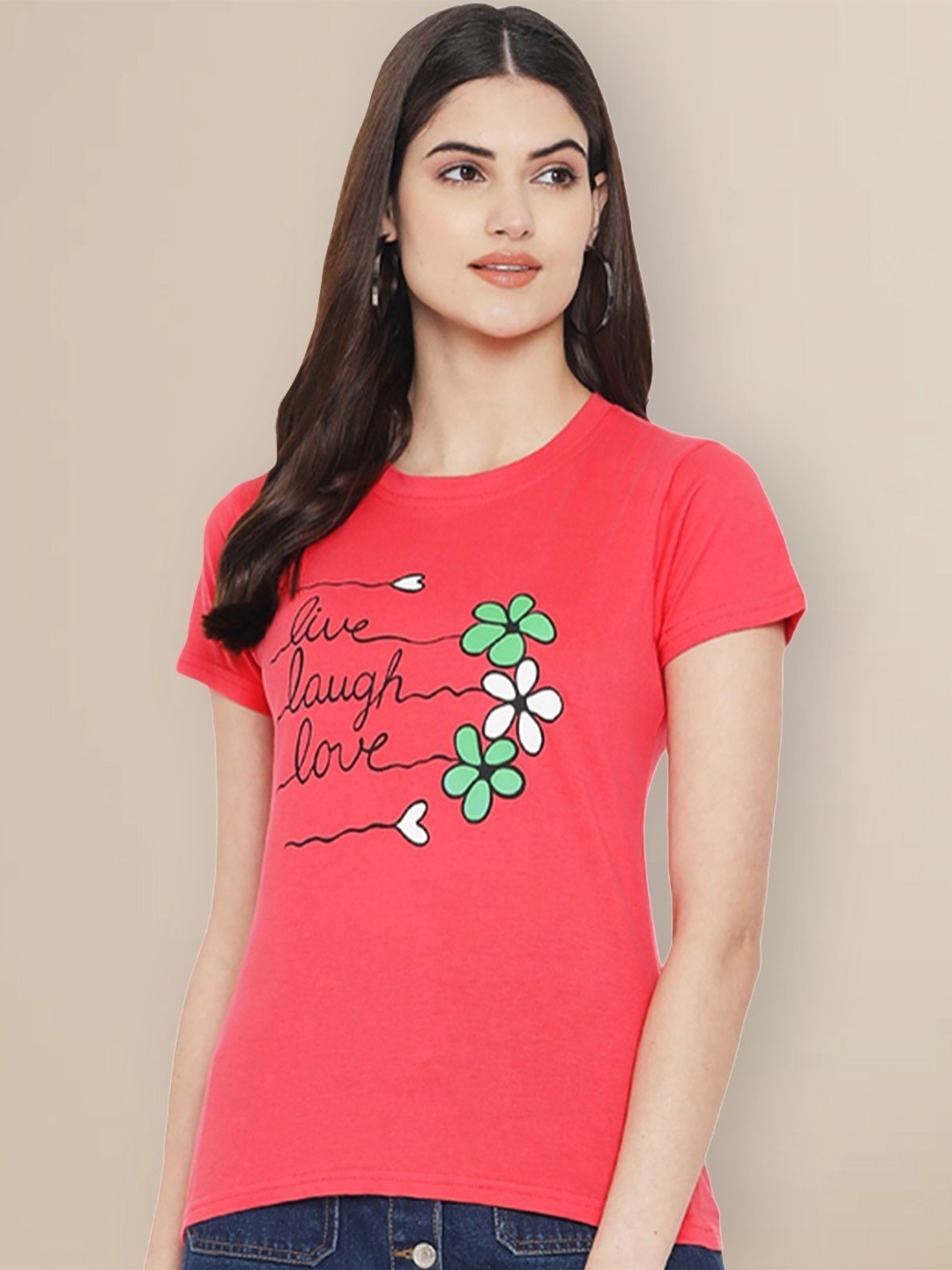 

GLOBAL NOMAD Women Typography Printed T-shirt, Pink
