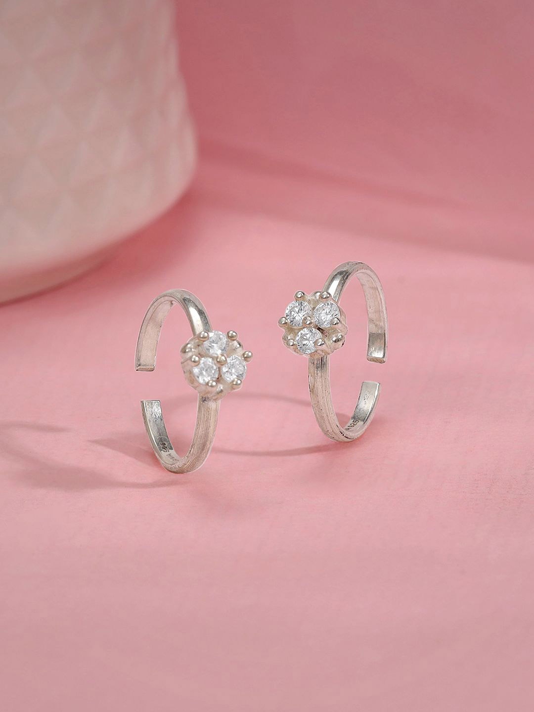 

GIVA Rhodium-Plated Toe Rings, Silver