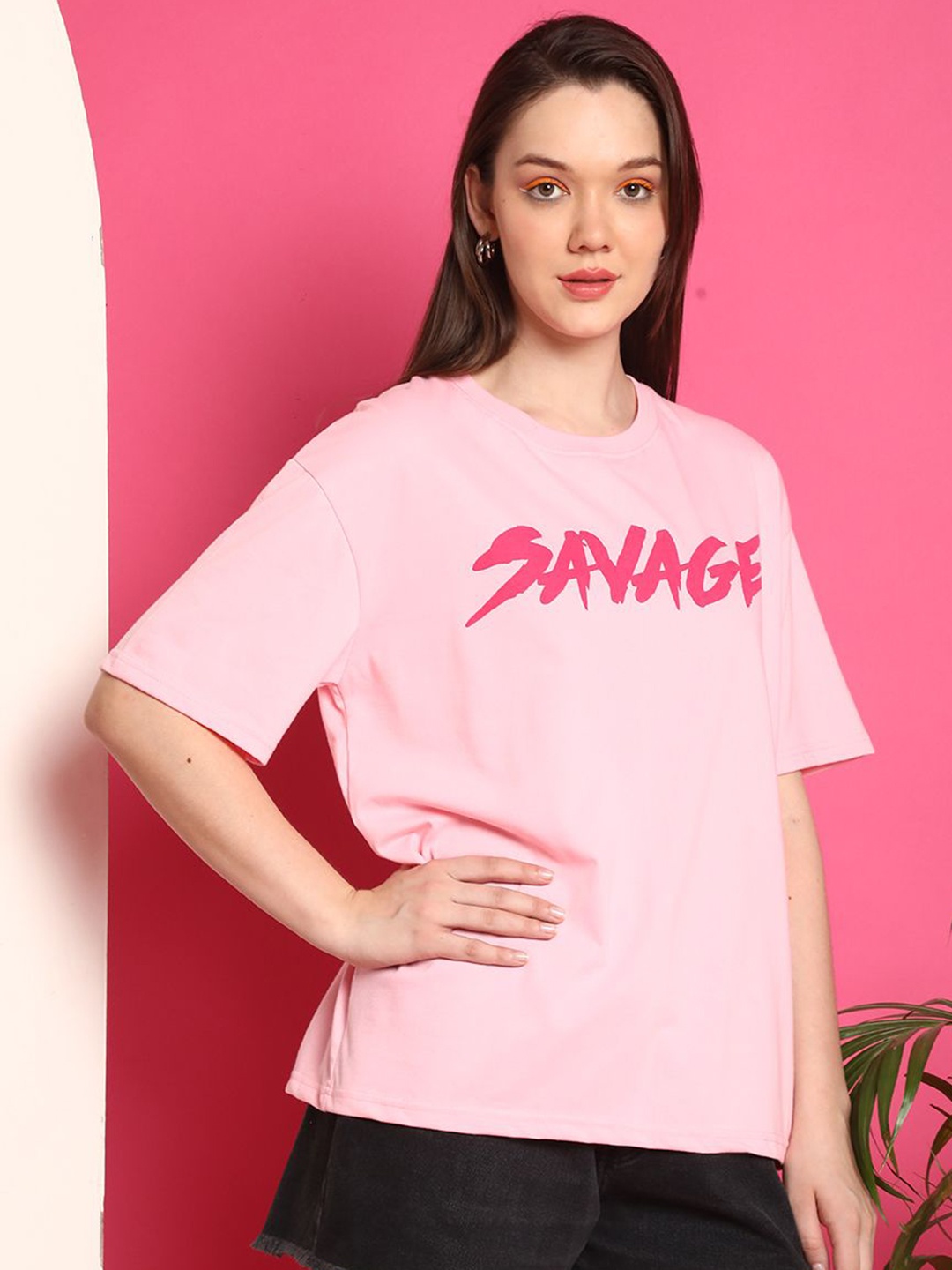 

GLOBAL NOMAD Women Printed T-shirt, Pink