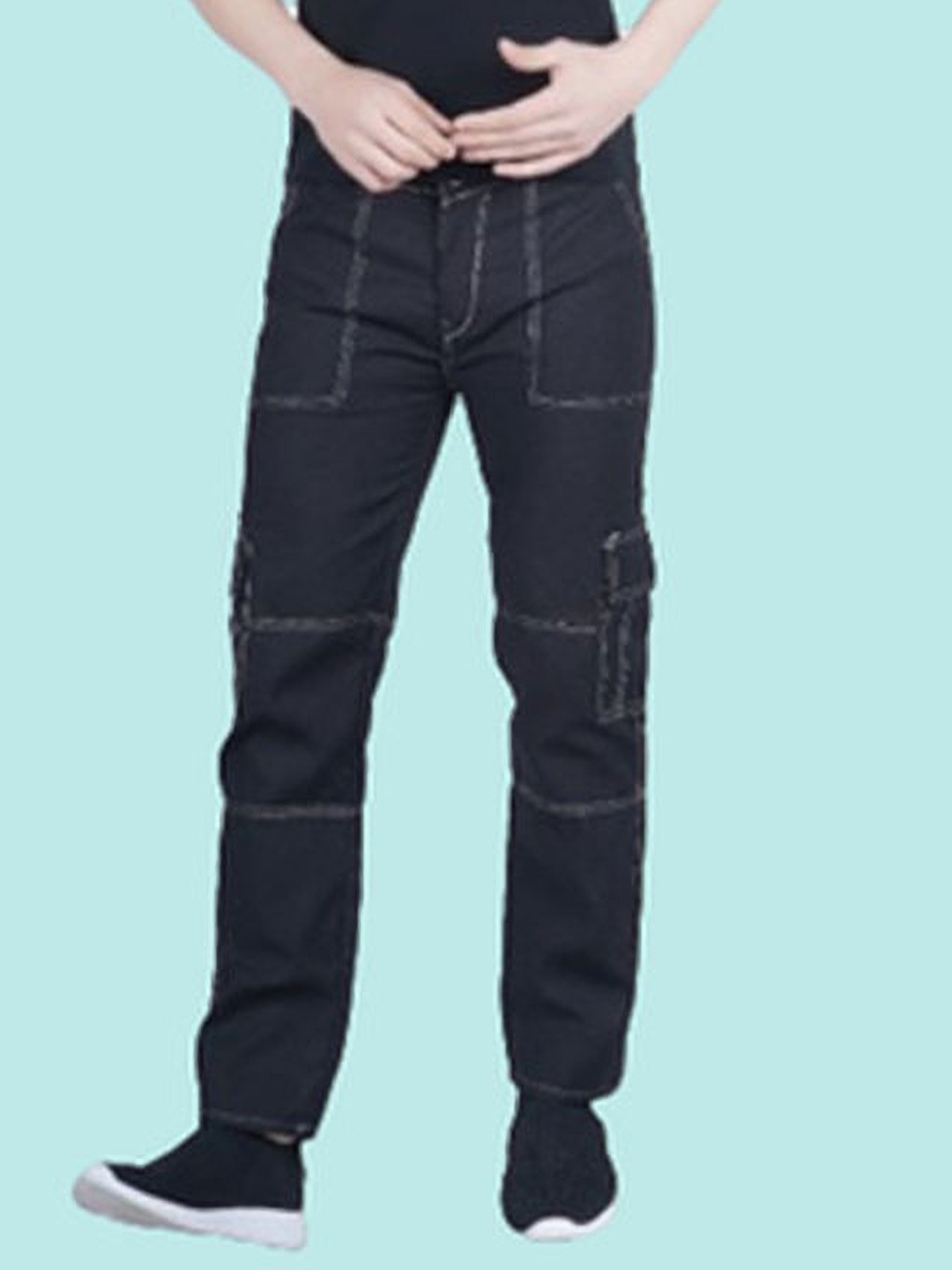 

COMFITS Men Classic Slash Knee Stretchable Jeans, Black