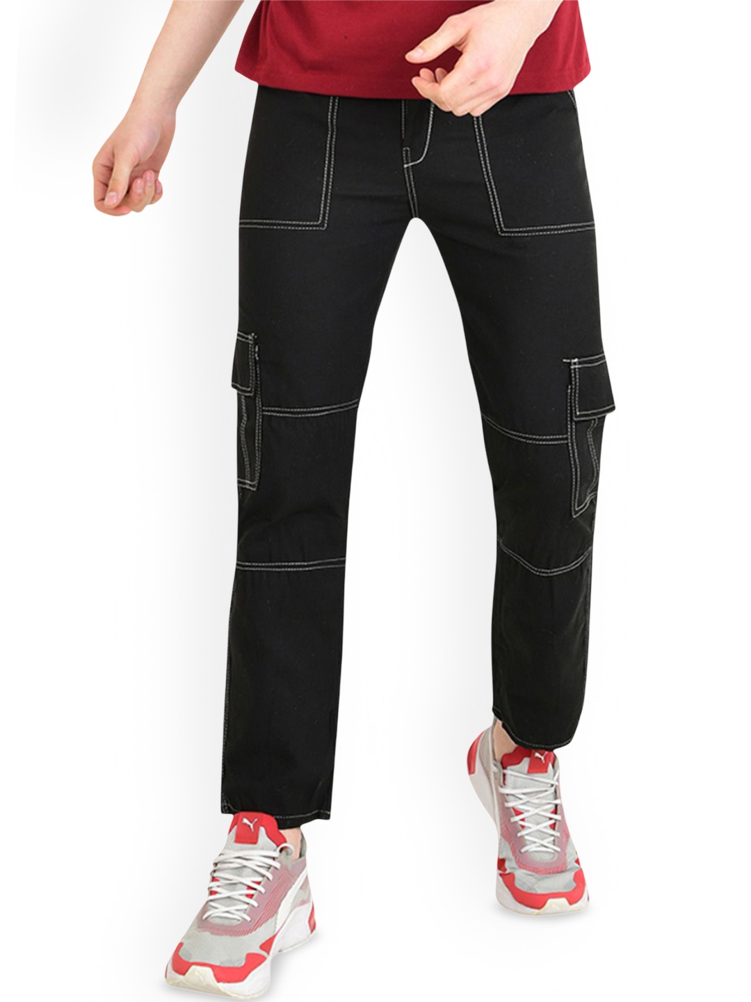 

COMFITS Men Classic Low Distress Stretchable Jeans, Black