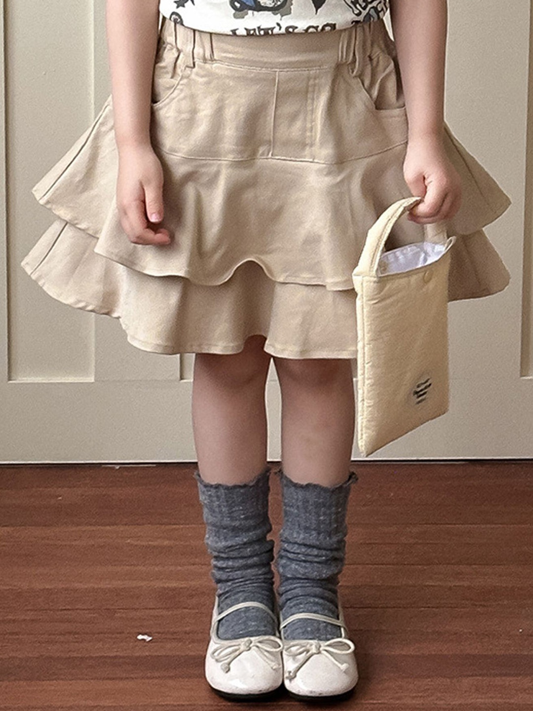 

LULU & SKY Girls A-Line Layered Skirt, Khaki