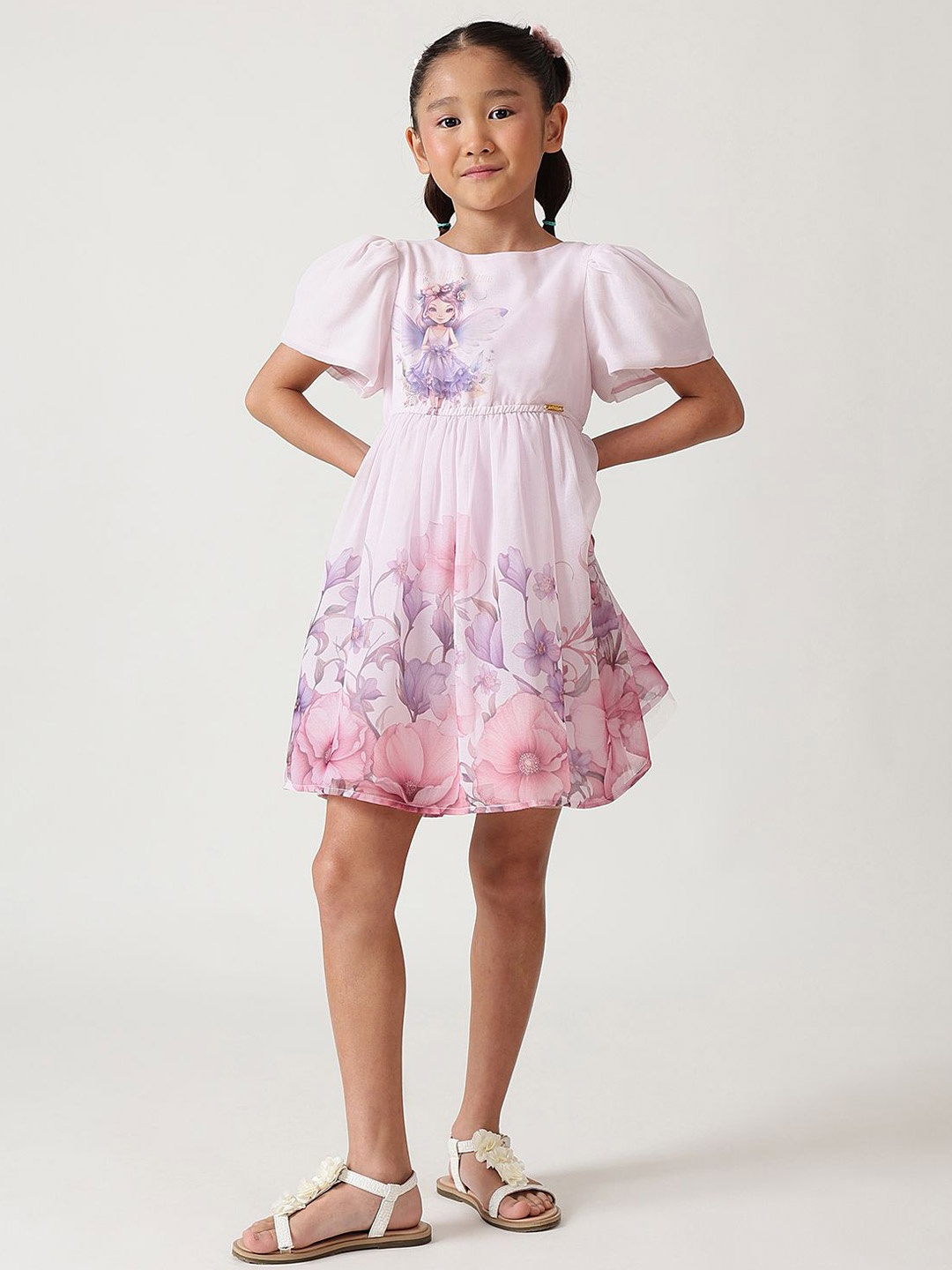 

One Friday Floral Flared Sleeve A-Line Dress, Lavender