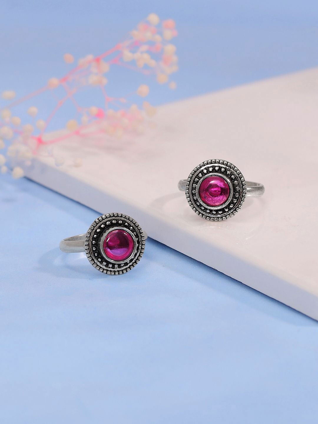 

GIVA Rhodium-Plated Oxidised Toe Rings, Silver