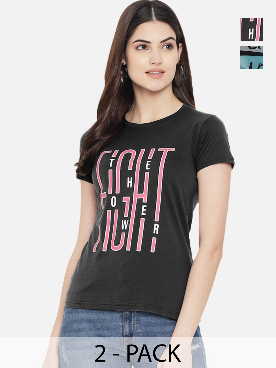 

Dreambe Women Typography Printed T-shirt, Multi