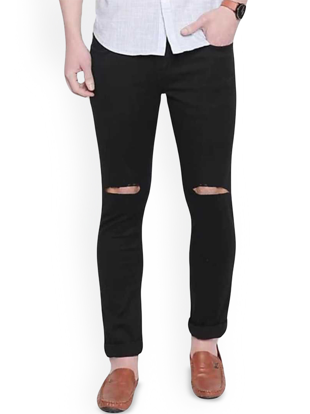 

COMFITS Men Classic Mildly Distressed Jeans, Black
