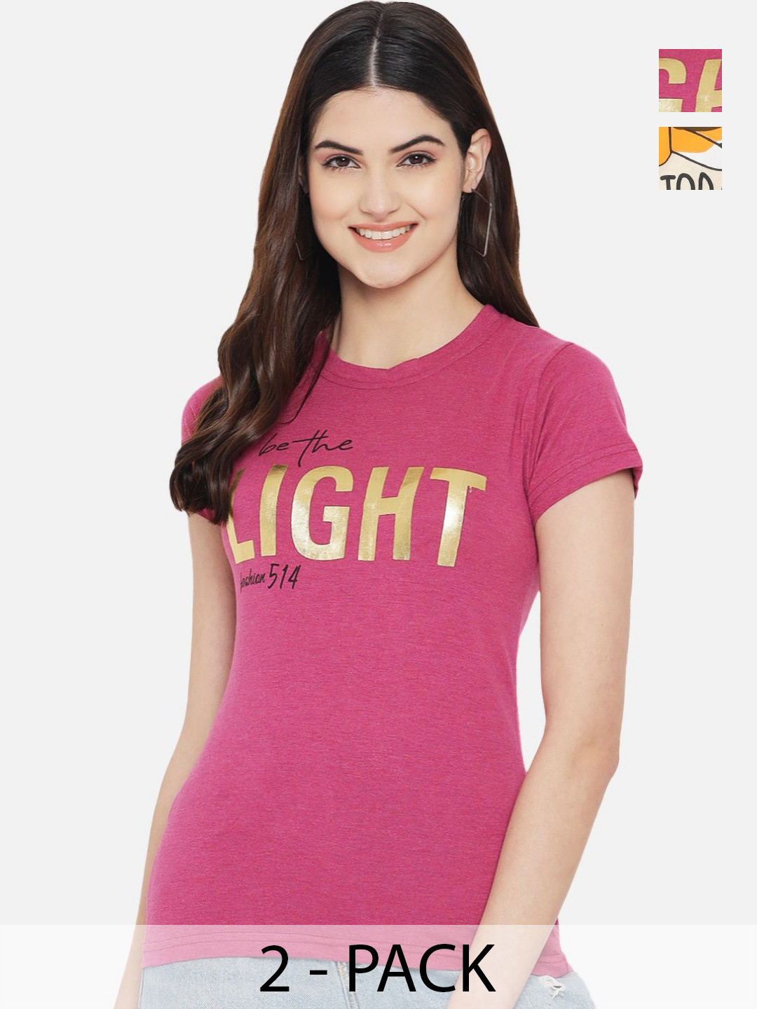 

Dreambe Women Typography Printed T-shirt, Multi