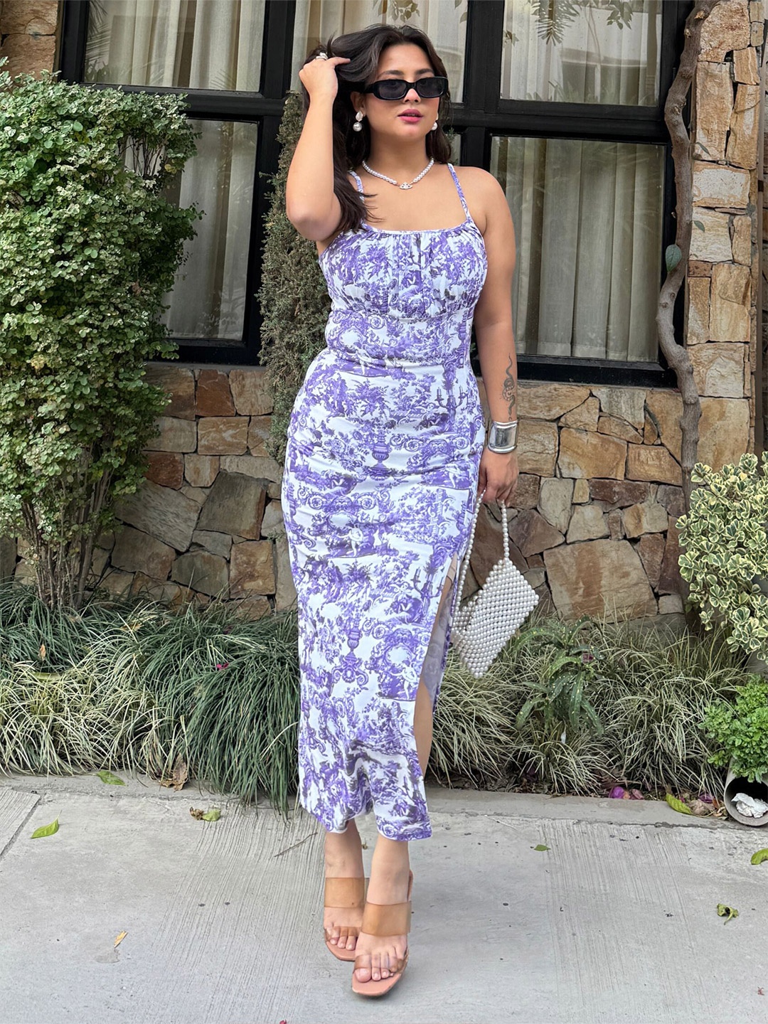 

BAESD Floral Print Maxi Dress, White