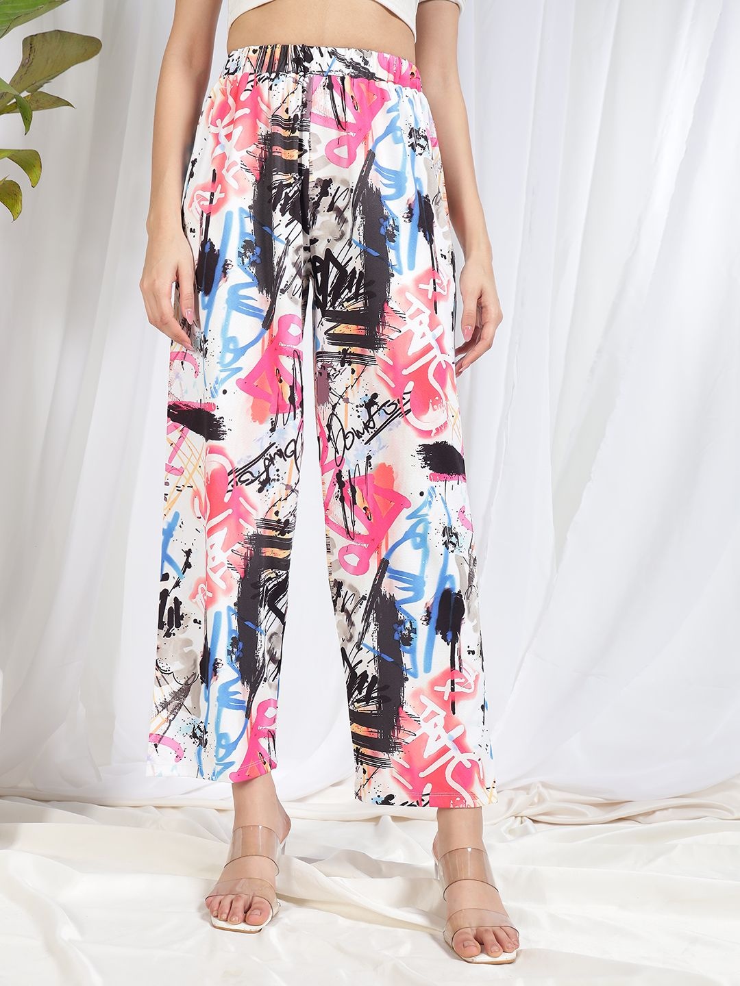 

TANDUL Women Floral Printed Original Loose Fit Pleated Trousers, Multi