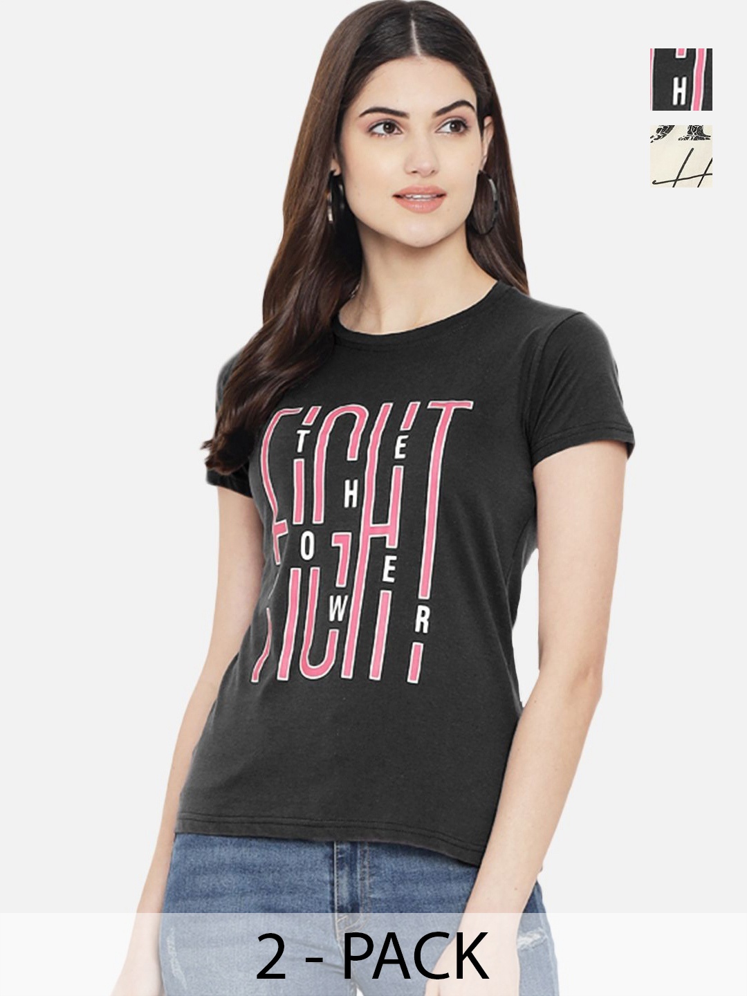 

Dreambe Women Typography Printed T-shirt, Multi
