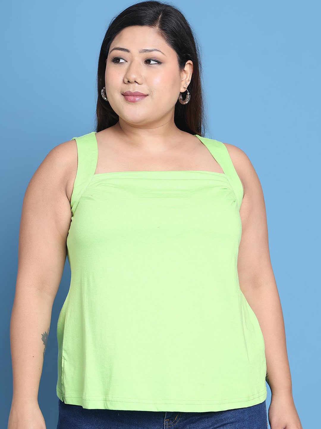 

theRebelinme Cotton Longline Top, Green