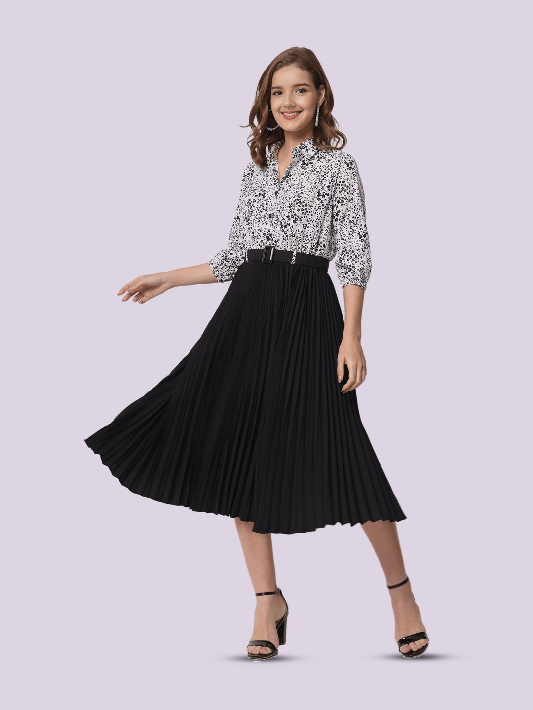 

ZWERLON A-Line Midi Dress, Black