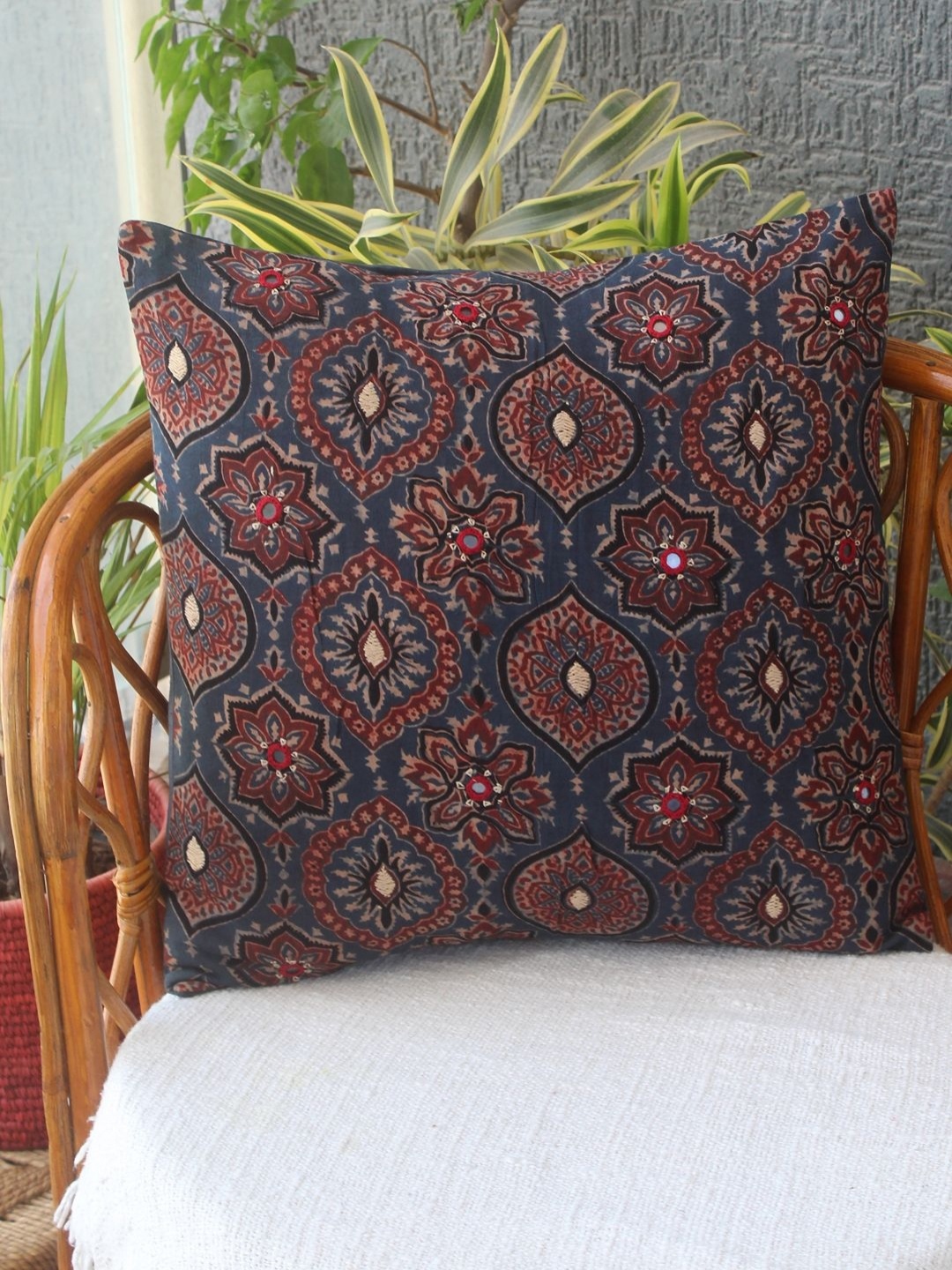 

Weaves of Tradition Blue & Brown Ethnic Motifs Square Cushion Covers