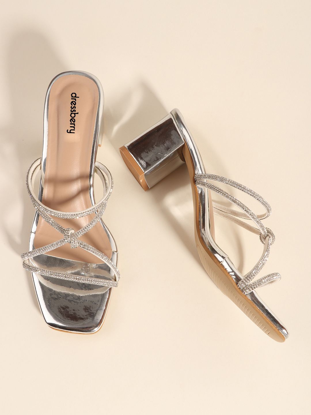 

DressBerry Party Block Sandals, Silver