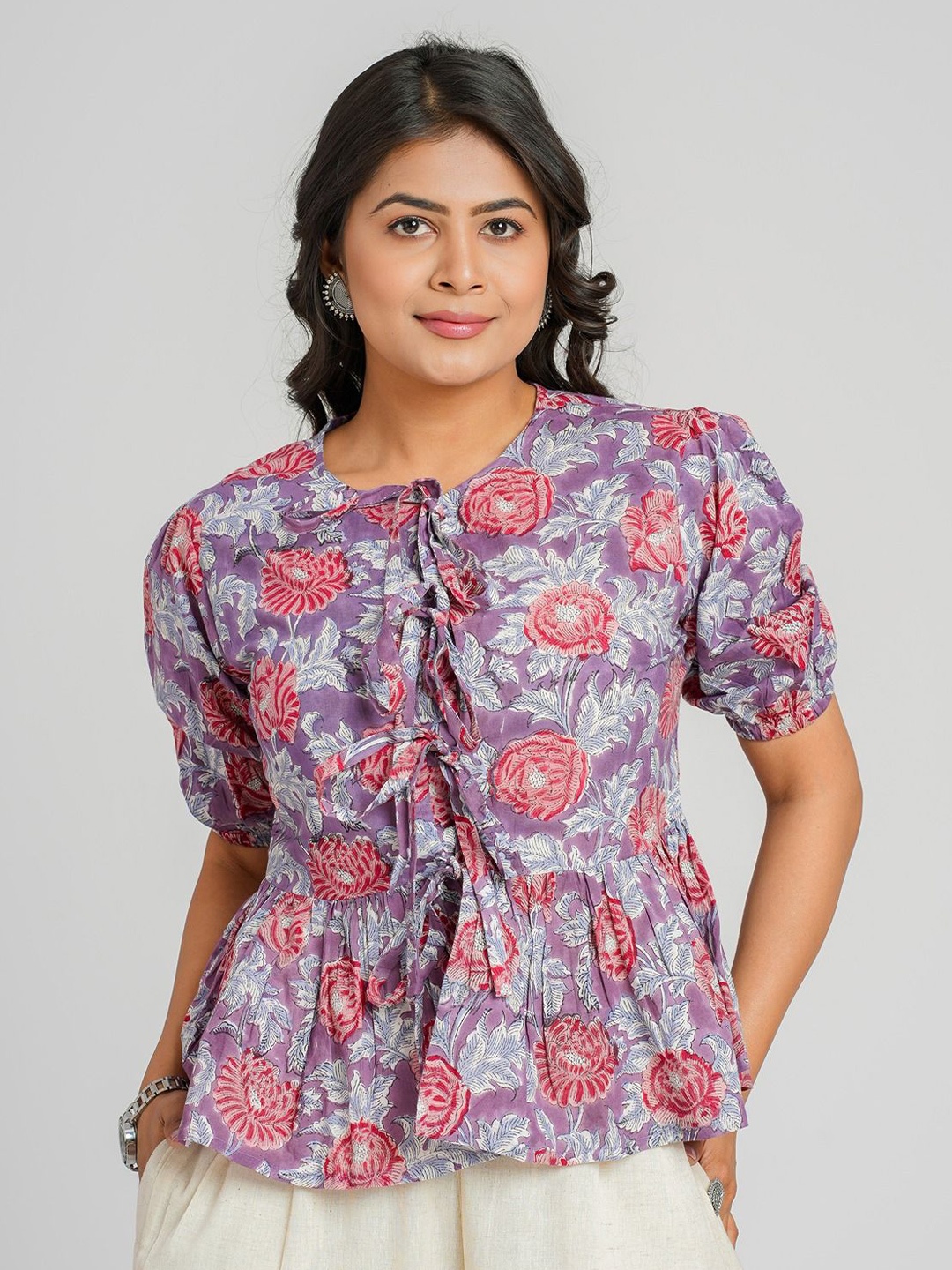 

Cotton Curio Cotton Block Printed Tunic, Purple