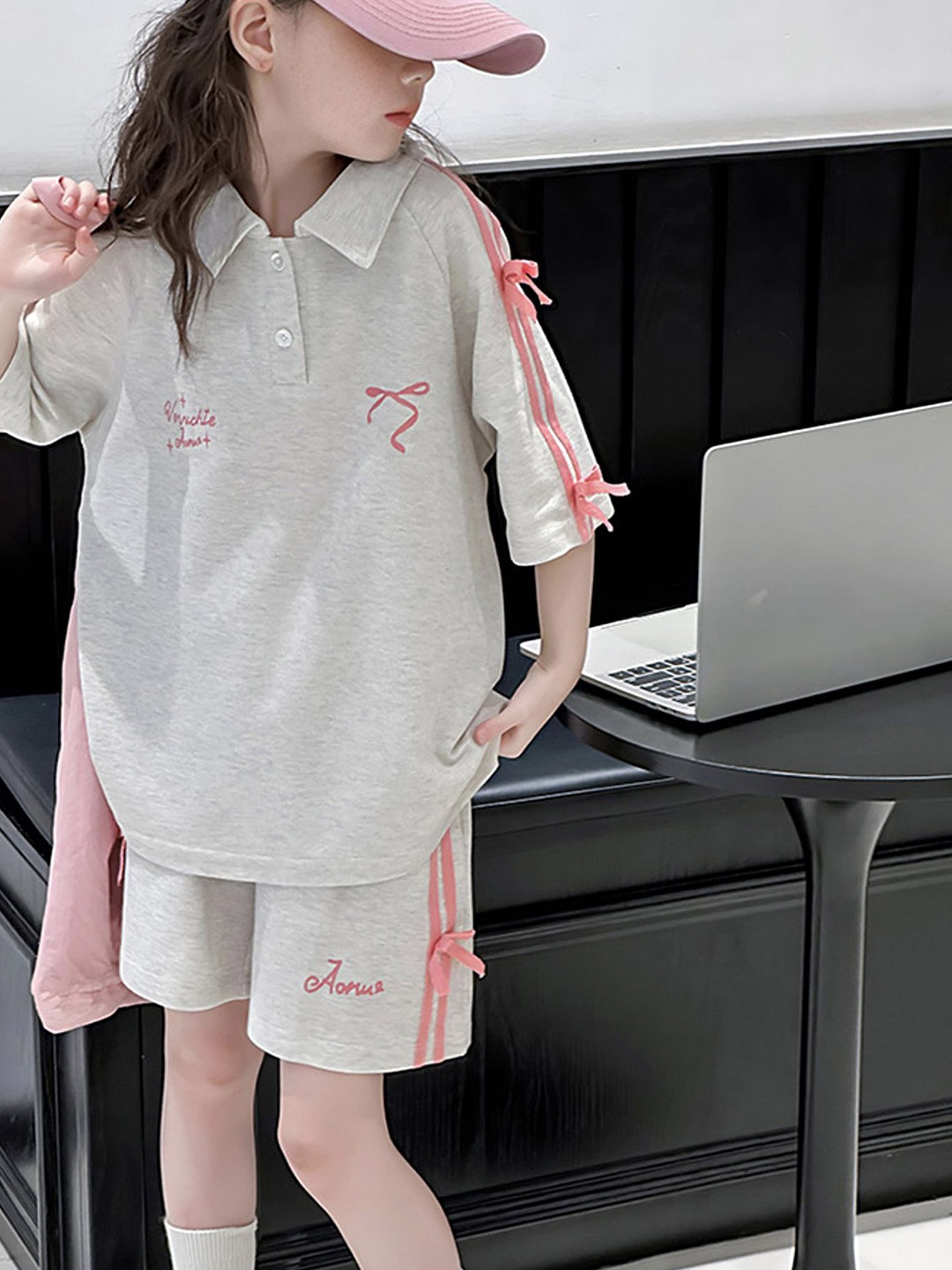 

LULU & SKY Girls T-shirt with Shorts, Grey
