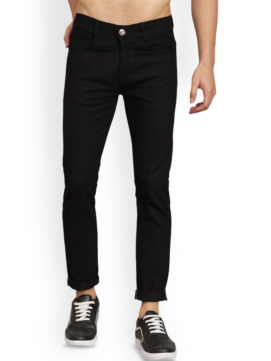 

COMFITS Men Classic Slash Knee Stretchable Jeans, Black
