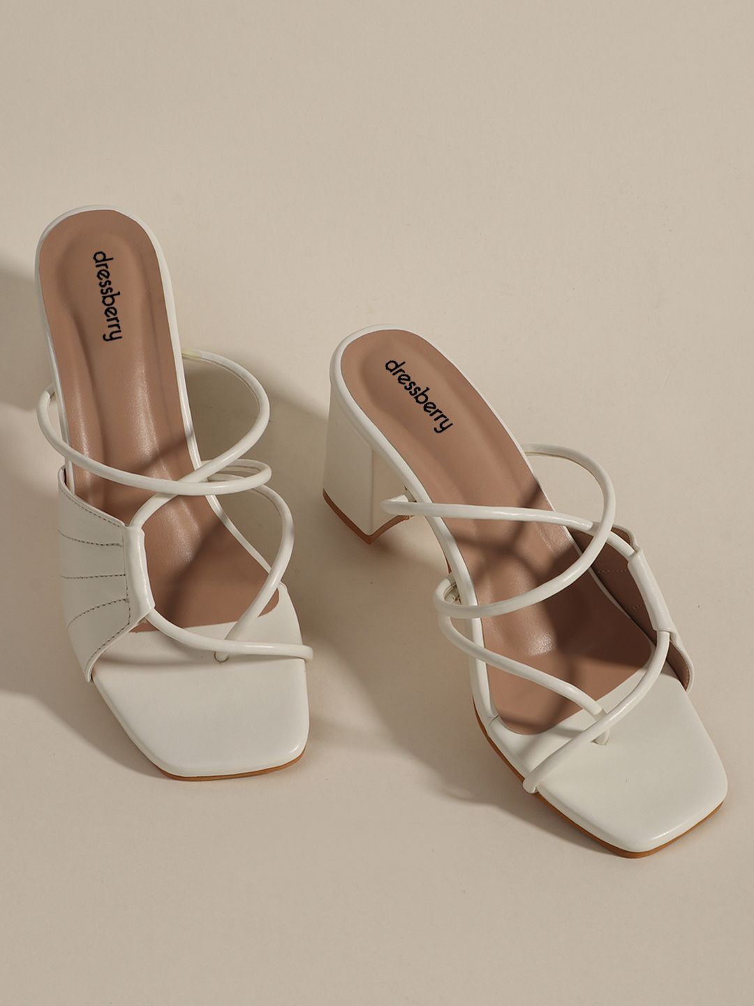 

DressBerry Party Block Sandals with Bows, White