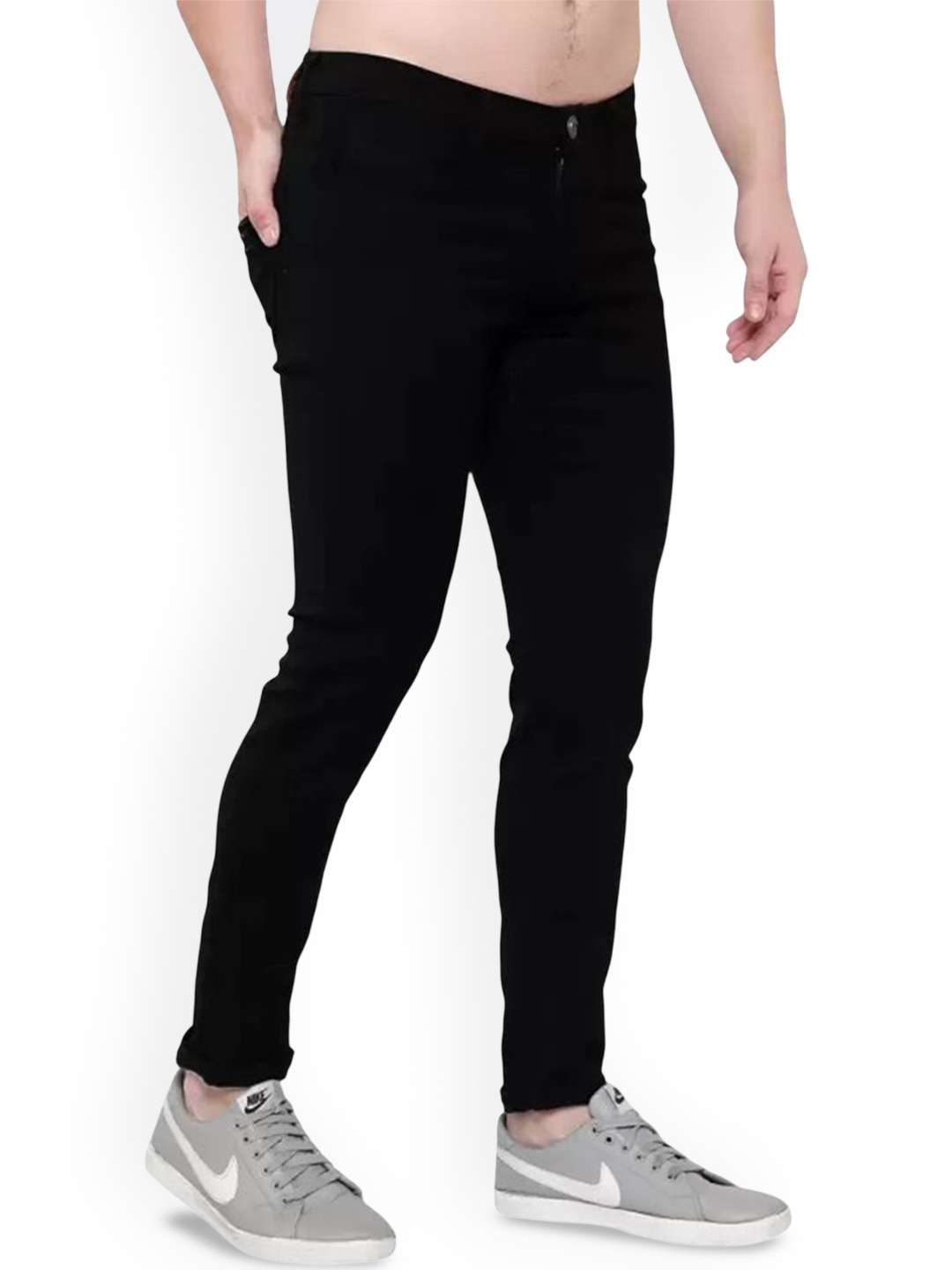 

COMFITS Men Classic Mildly Distressed Stretchable Jeans, Black