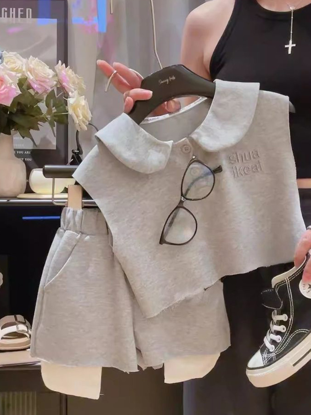 

LULU & SKY Girls Top with Shorts, Grey