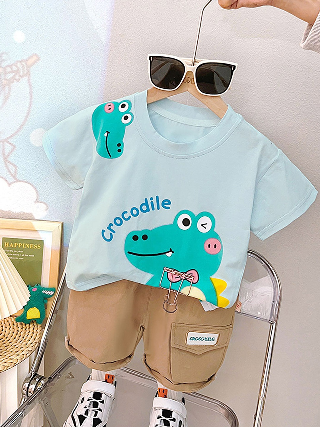 

LULU & SKY Unisex Kids Printed T-shirt with Shorts, Blue